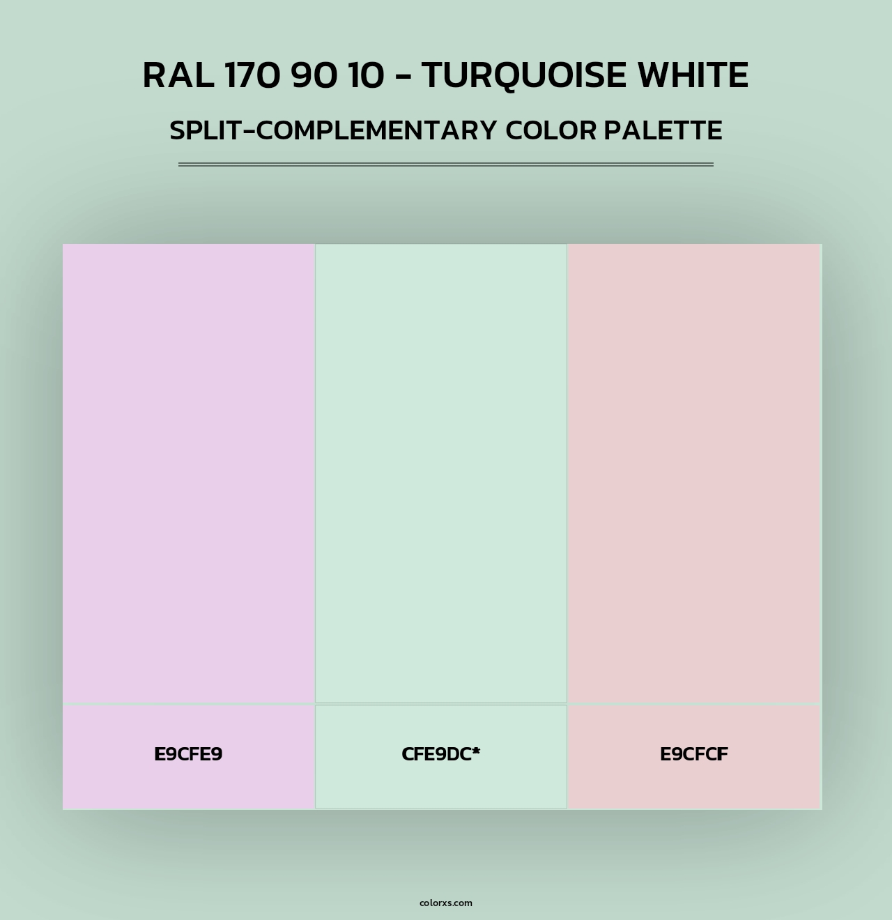 RAL 170 90 10 - Turquoise White - Split-Complementary Color Palette