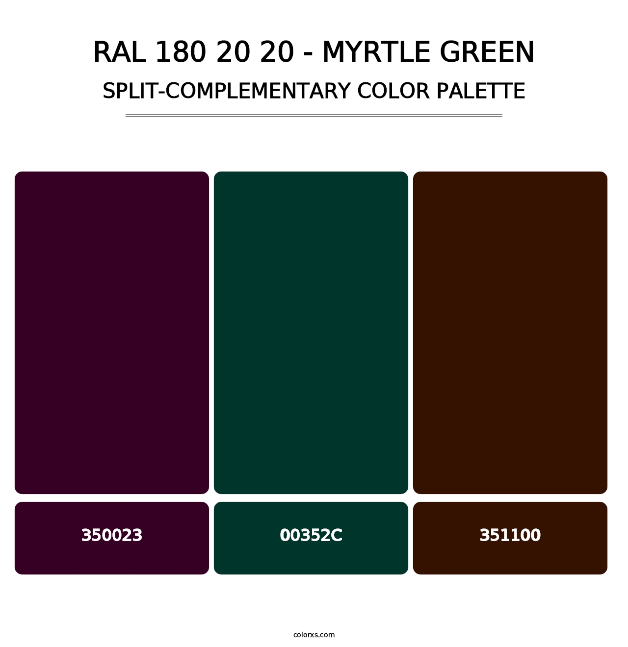 RAL 180 20 20 - Myrtle Green - Split-Complementary Color Palette