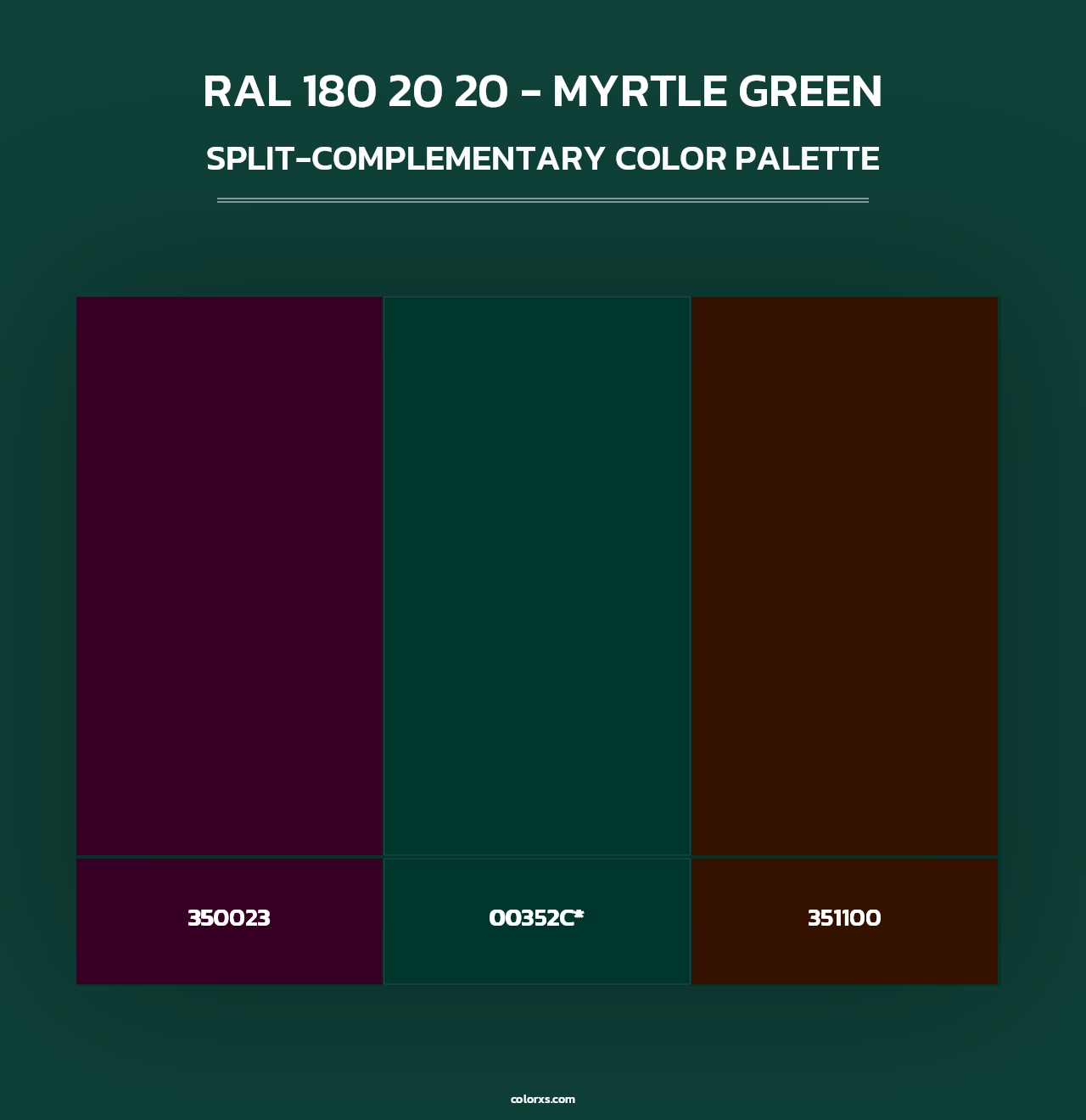 RAL 180 20 20 - Myrtle Green - Split-Complementary Color Palette