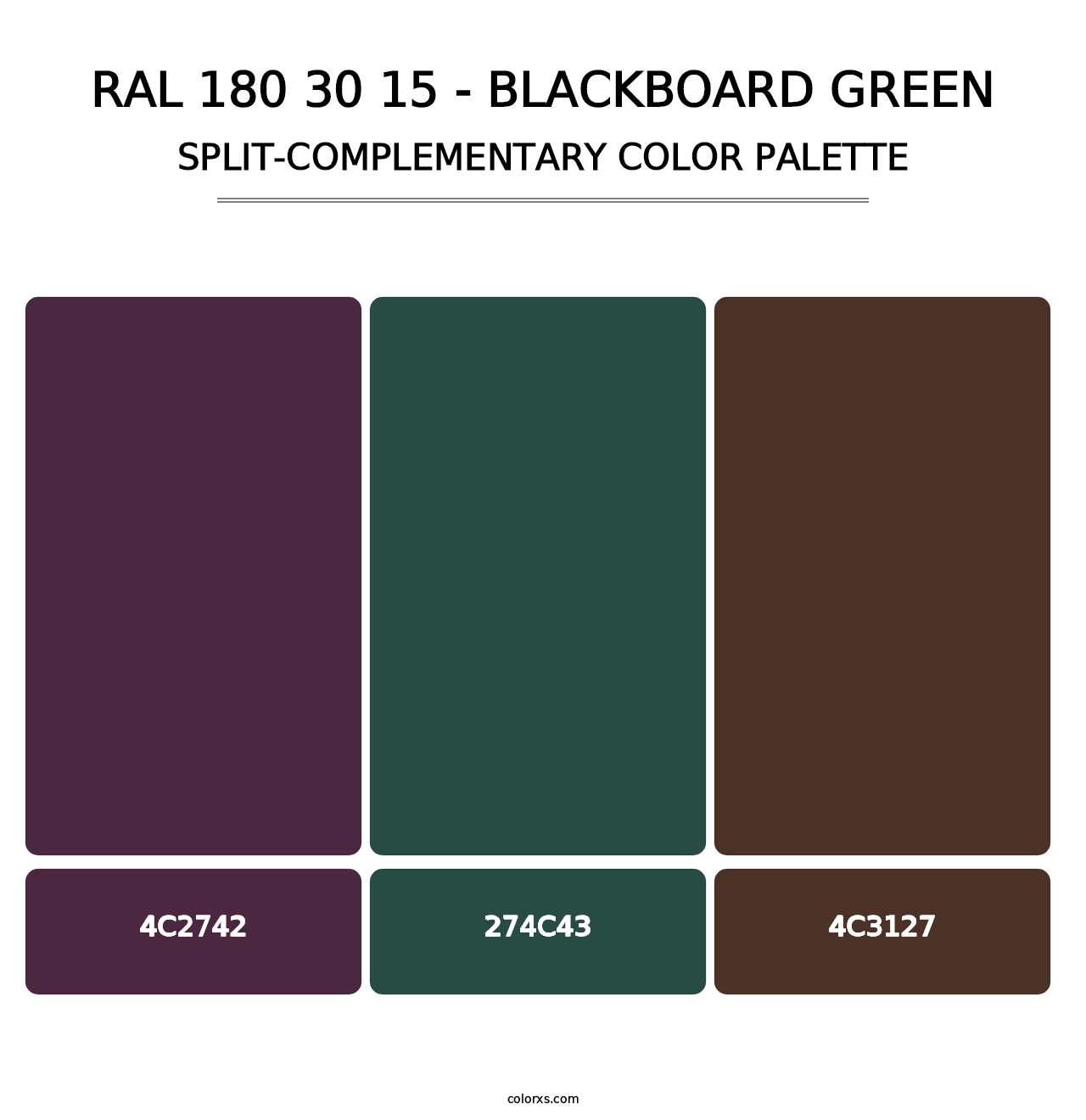 RAL 180 30 15 - Blackboard Green - Split-Complementary Color Palette
