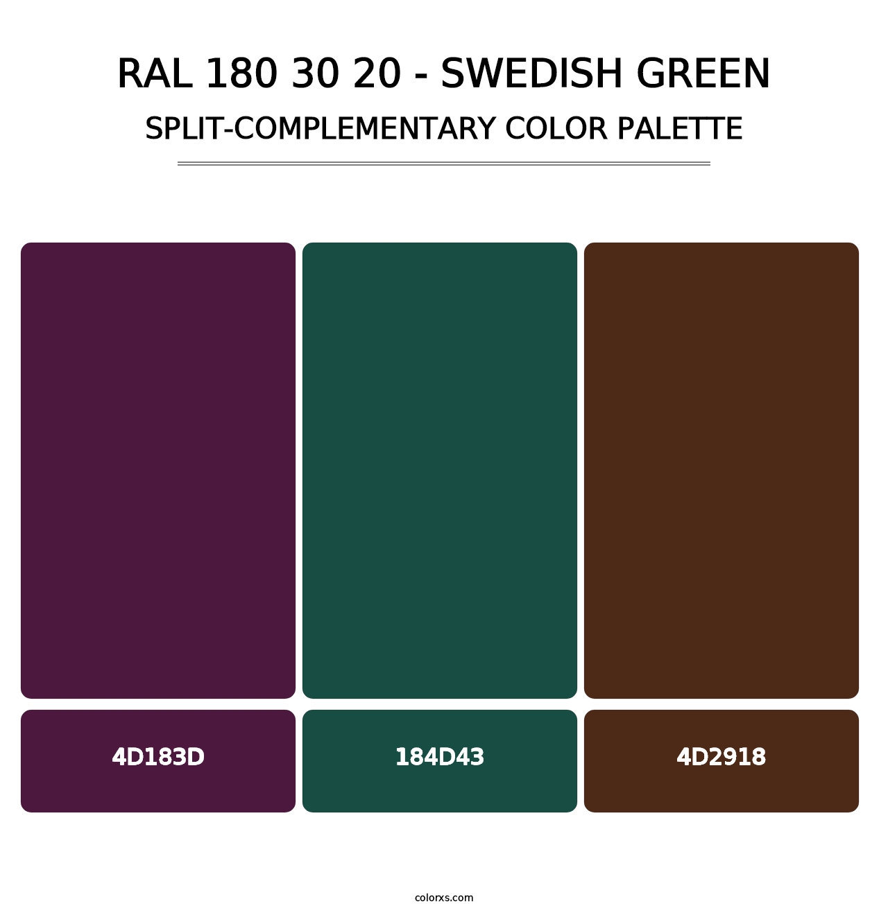 RAL 180 30 20 - Swedish Green - Split-Complementary Color Palette