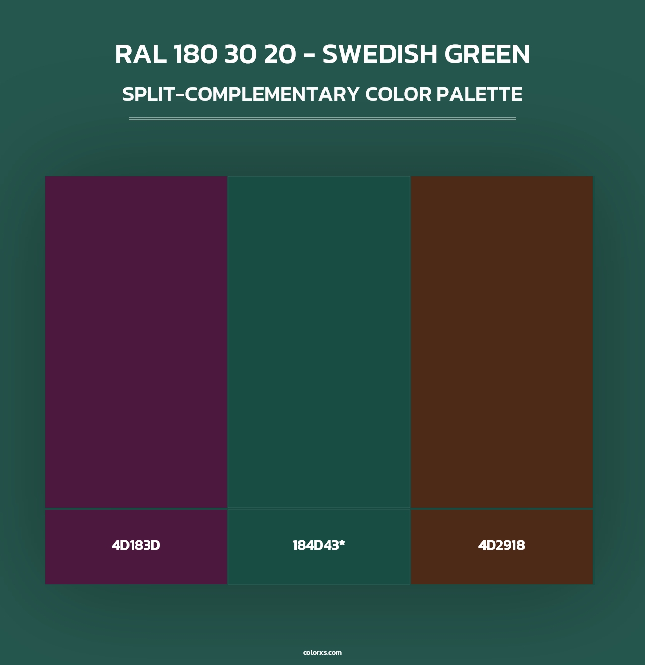 RAL 180 30 20 - Swedish Green - Split-Complementary Color Palette