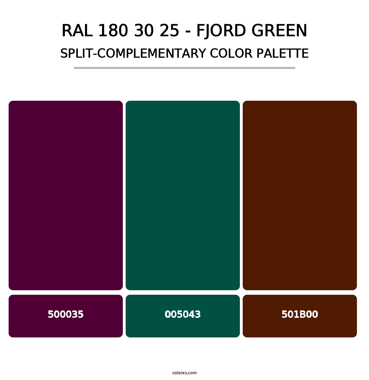 RAL 180 30 25 - Fjord Green - Split-Complementary Color Palette