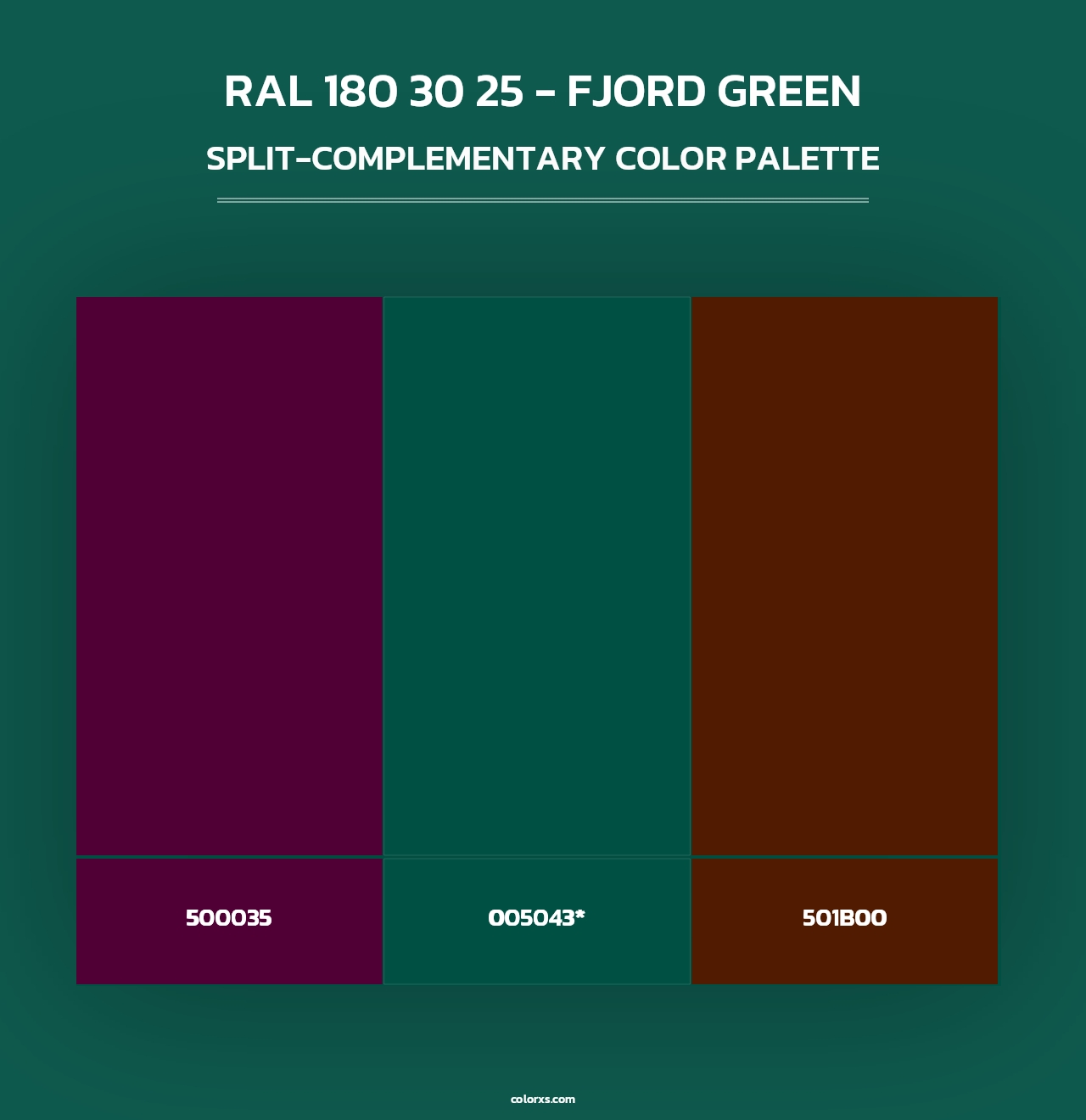 RAL 180 30 25 - Fjord Green - Split-Complementary Color Palette