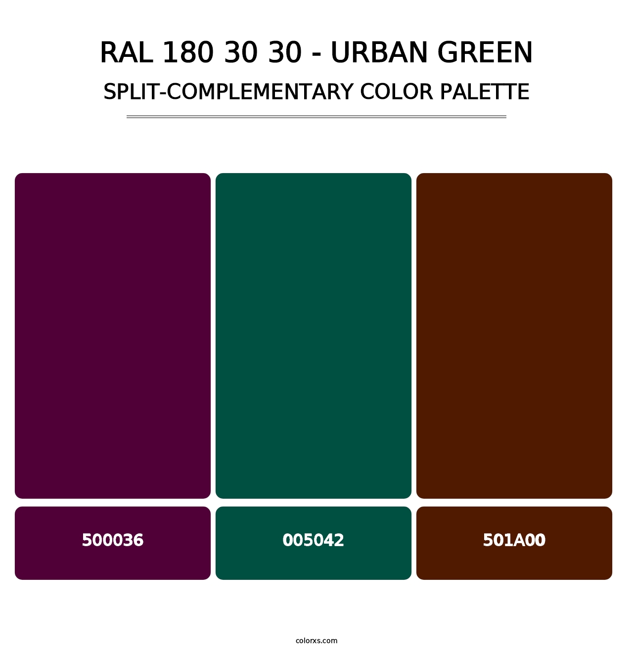 RAL 180 30 30 - Urban Green - Split-Complementary Color Palette