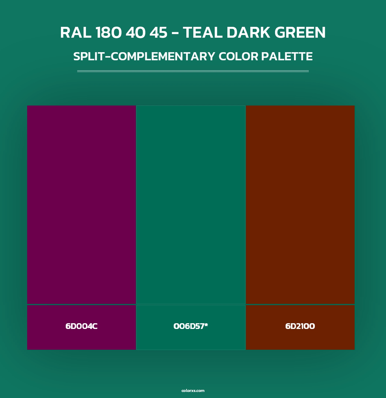 RAL 180 40 45 - Teal Dark Green - Split-Complementary Color Palette