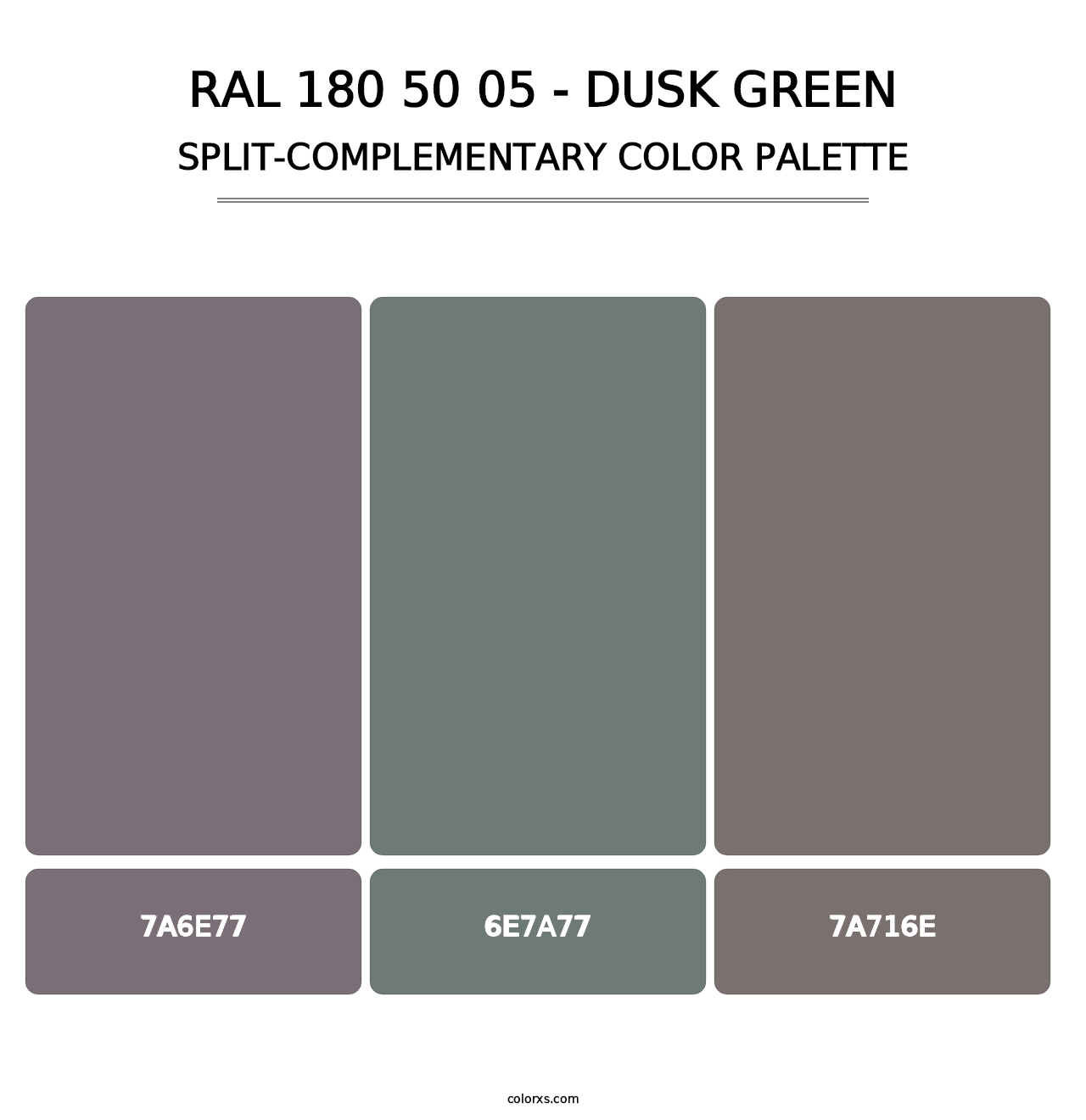 RAL 180 50 05 - Dusk Green - Split-Complementary Color Palette
