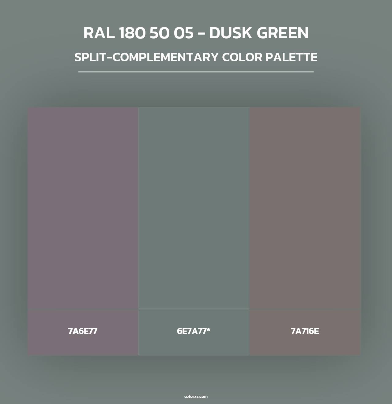 RAL 180 50 05 - Dusk Green - Split-Complementary Color Palette