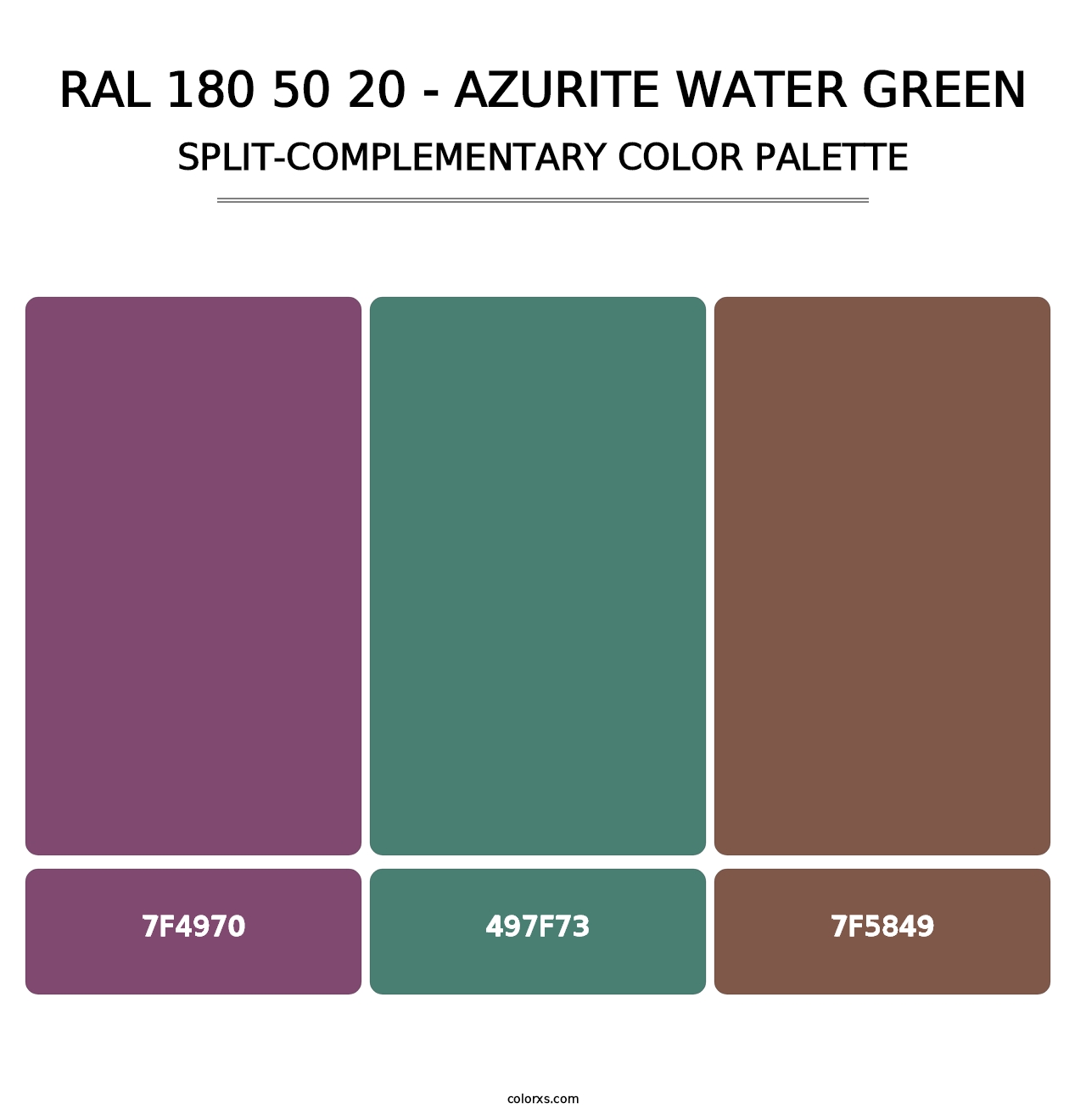 RAL 180 50 20 - Azurite Water Green - Split-Complementary Color Palette