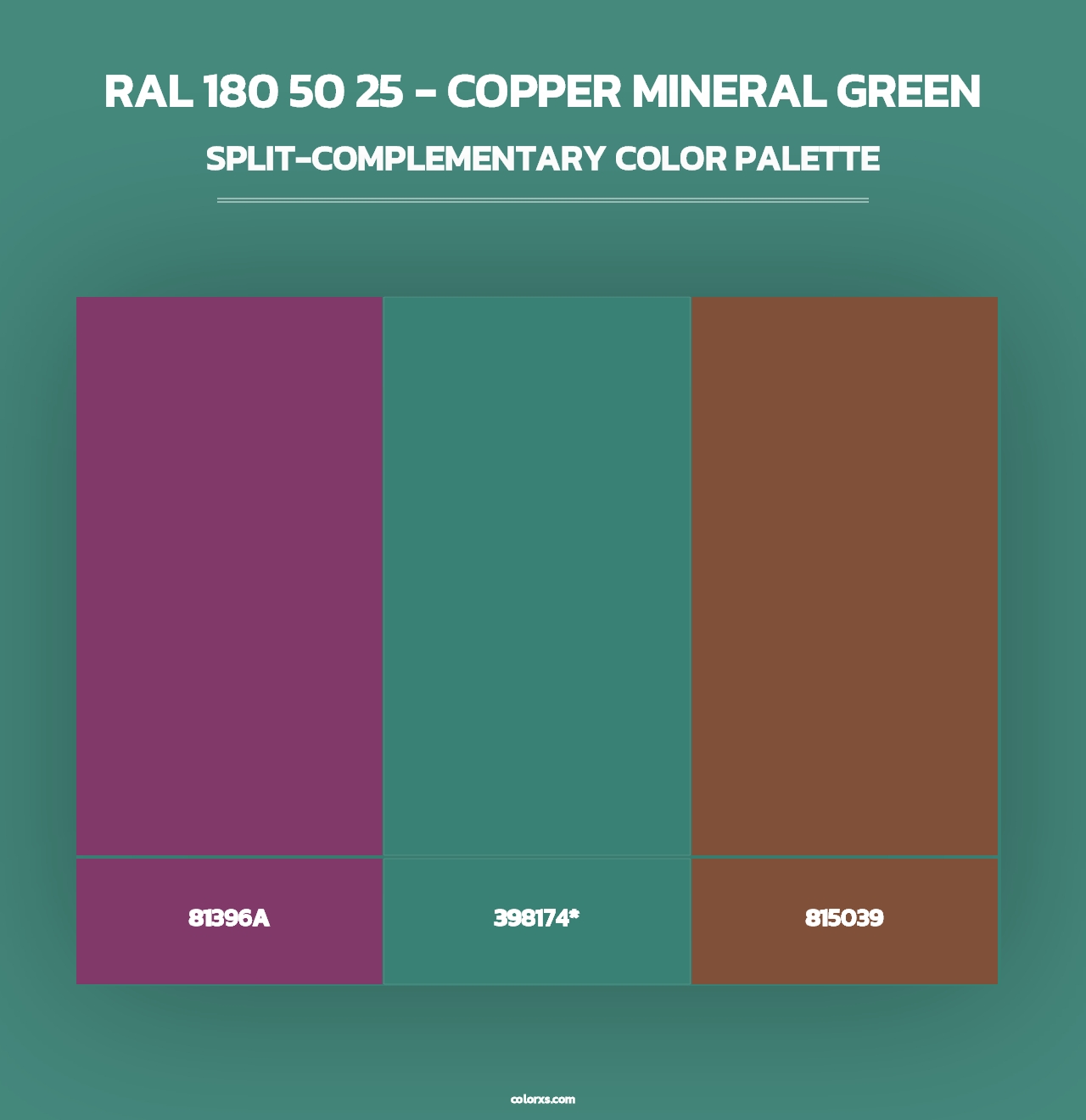 RAL 180 50 25 - Copper Mineral Green - Split-Complementary Color Palette