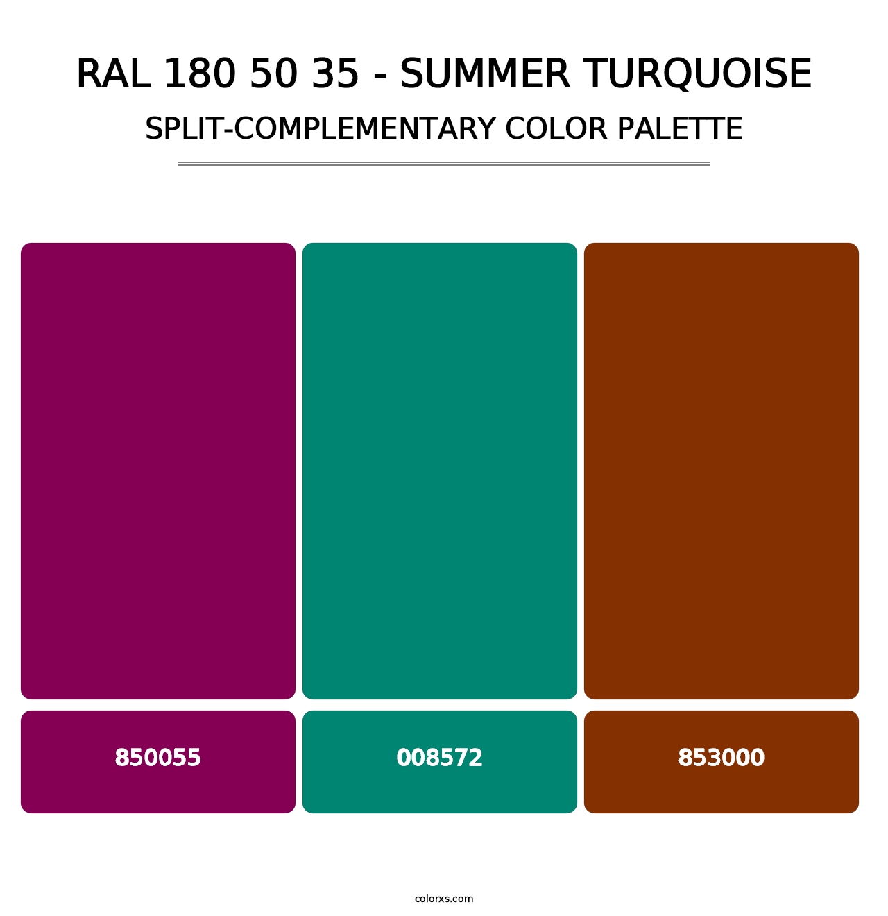 RAL 180 50 35 - Summer Turquoise - Split-Complementary Color Palette