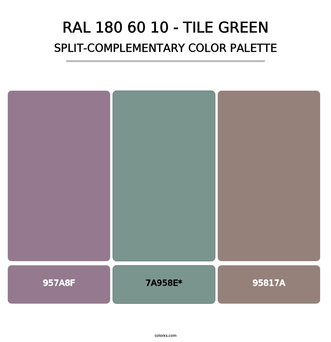 RAL 180 60 10 - Tile Green - Split-Complementary Color Palette