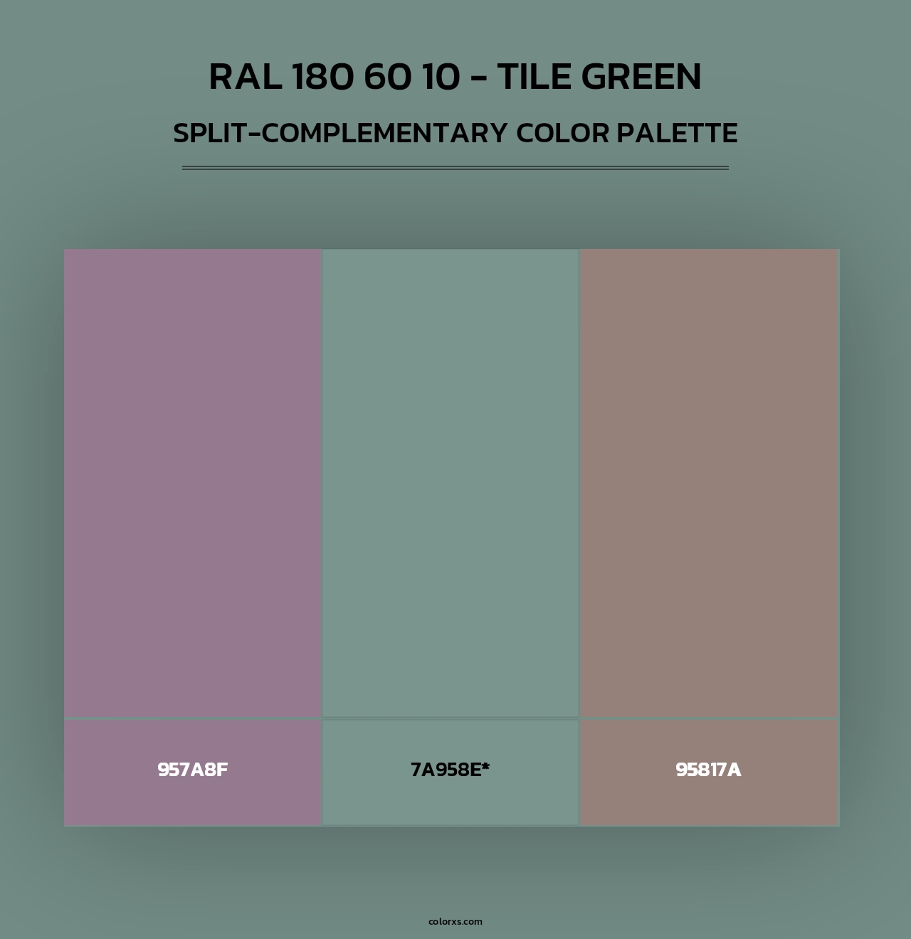 RAL 180 60 10 - Tile Green - Split-Complementary Color Palette