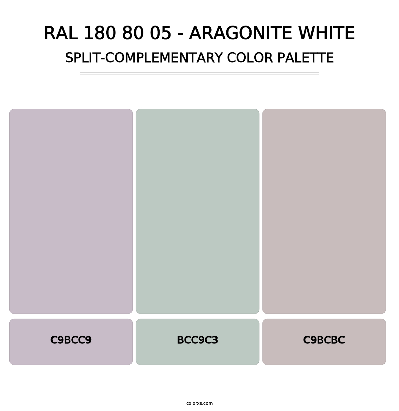 RAL 180 80 05 - Aragonite White - Split-Complementary Color Palette