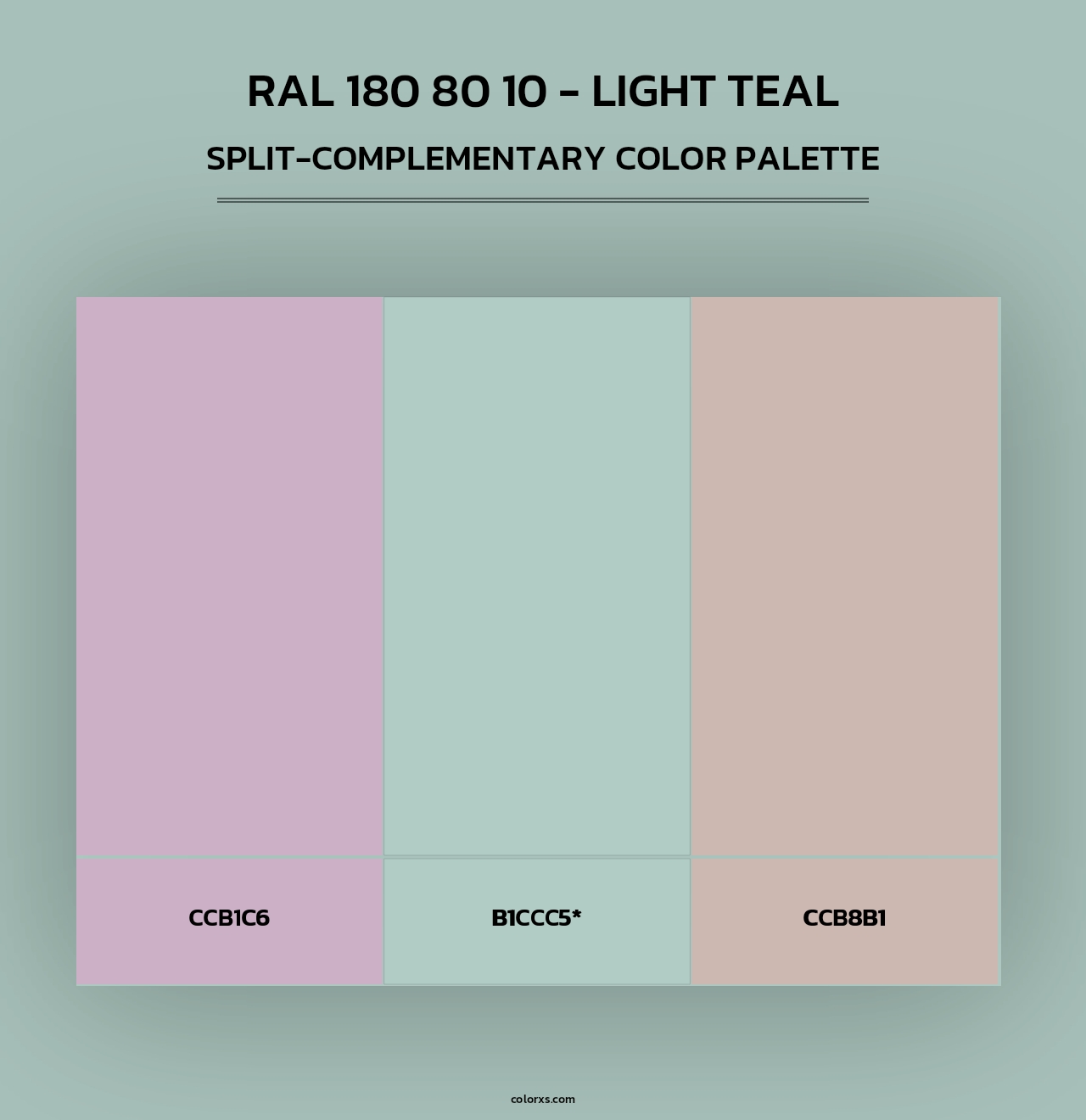 RAL 180 80 10 - Light Teal - Split-Complementary Color Palette