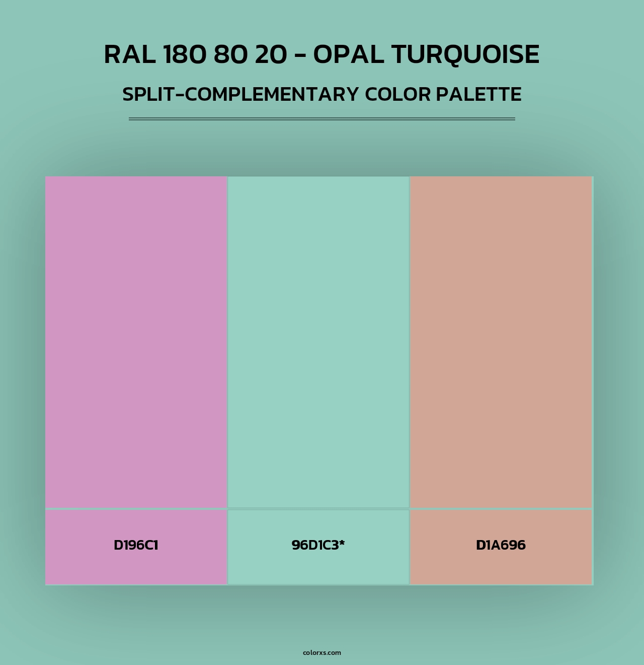 RAL 180 80 20 - Opal Turquoise - Split-Complementary Color Palette