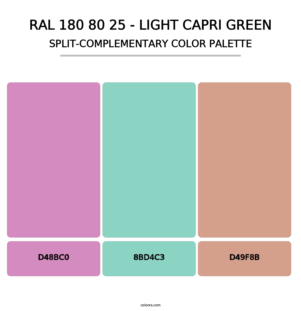 RAL 180 80 25 - Light Capri Green - Split-Complementary Color Palette