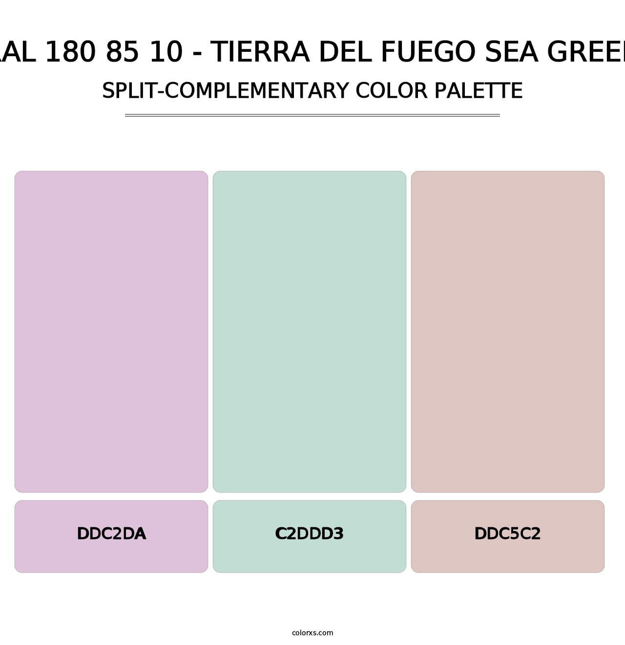 RAL 180 85 10 - Tierra Del Fuego Sea Green - Split-Complementary Color Palette