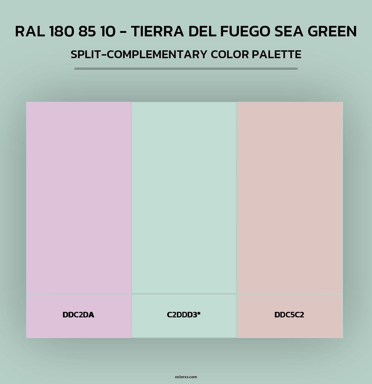 RAL 180 85 10 - Tierra Del Fuego Sea Green - Split-Complementary Color Palette