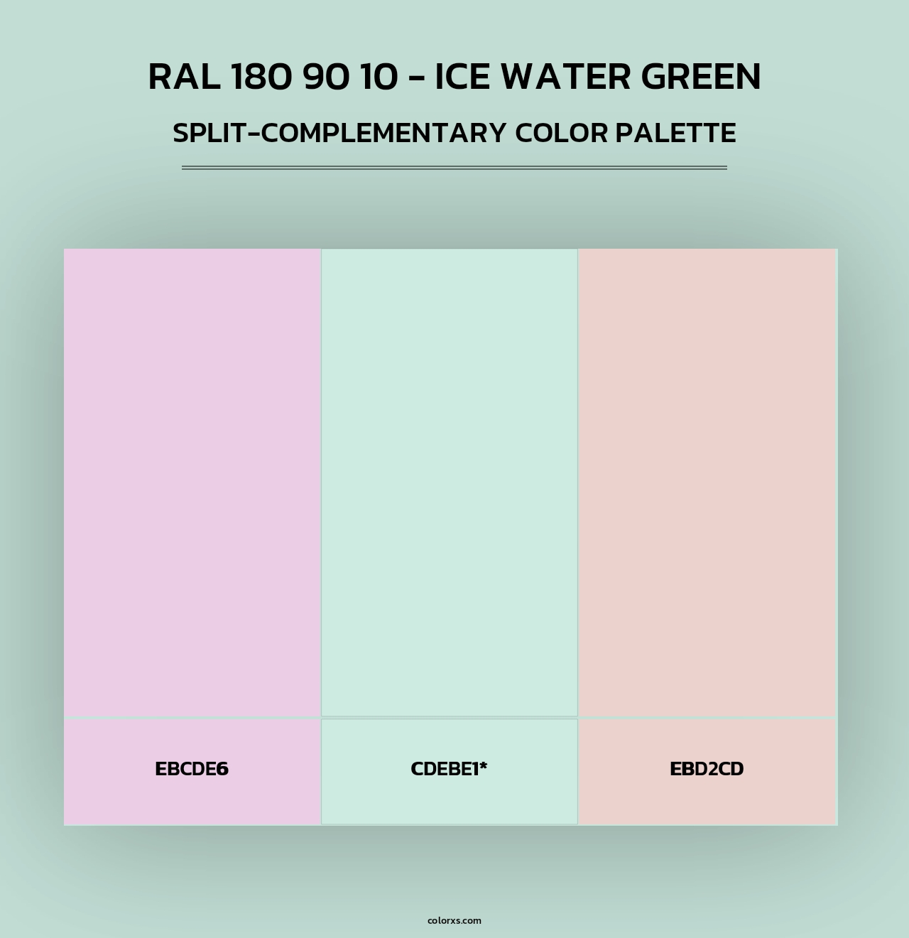 RAL 180 90 10 - Ice Water Green - Split-Complementary Color Palette