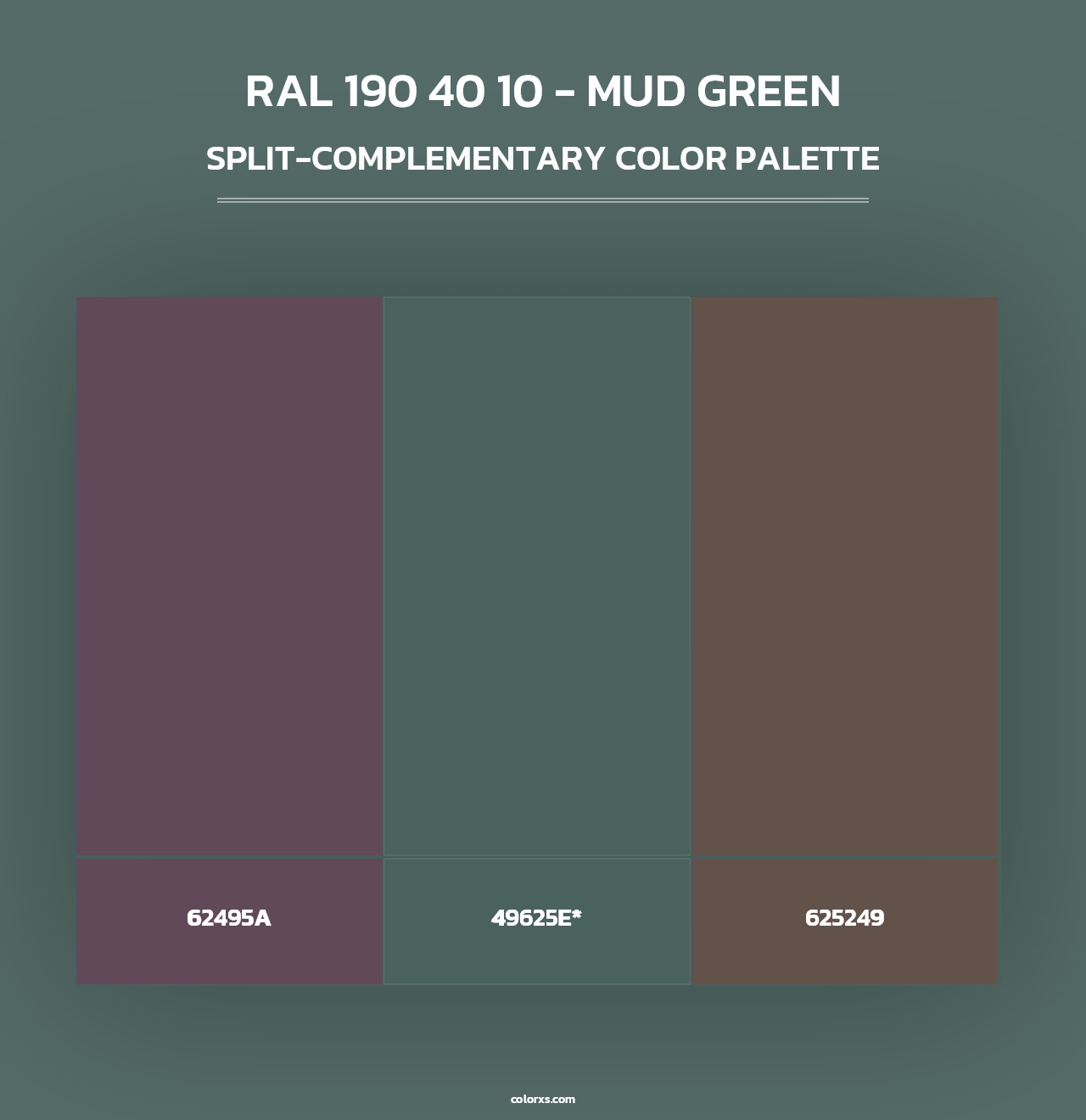 RAL 190 40 10 - Mud Green - Split-Complementary Color Palette
