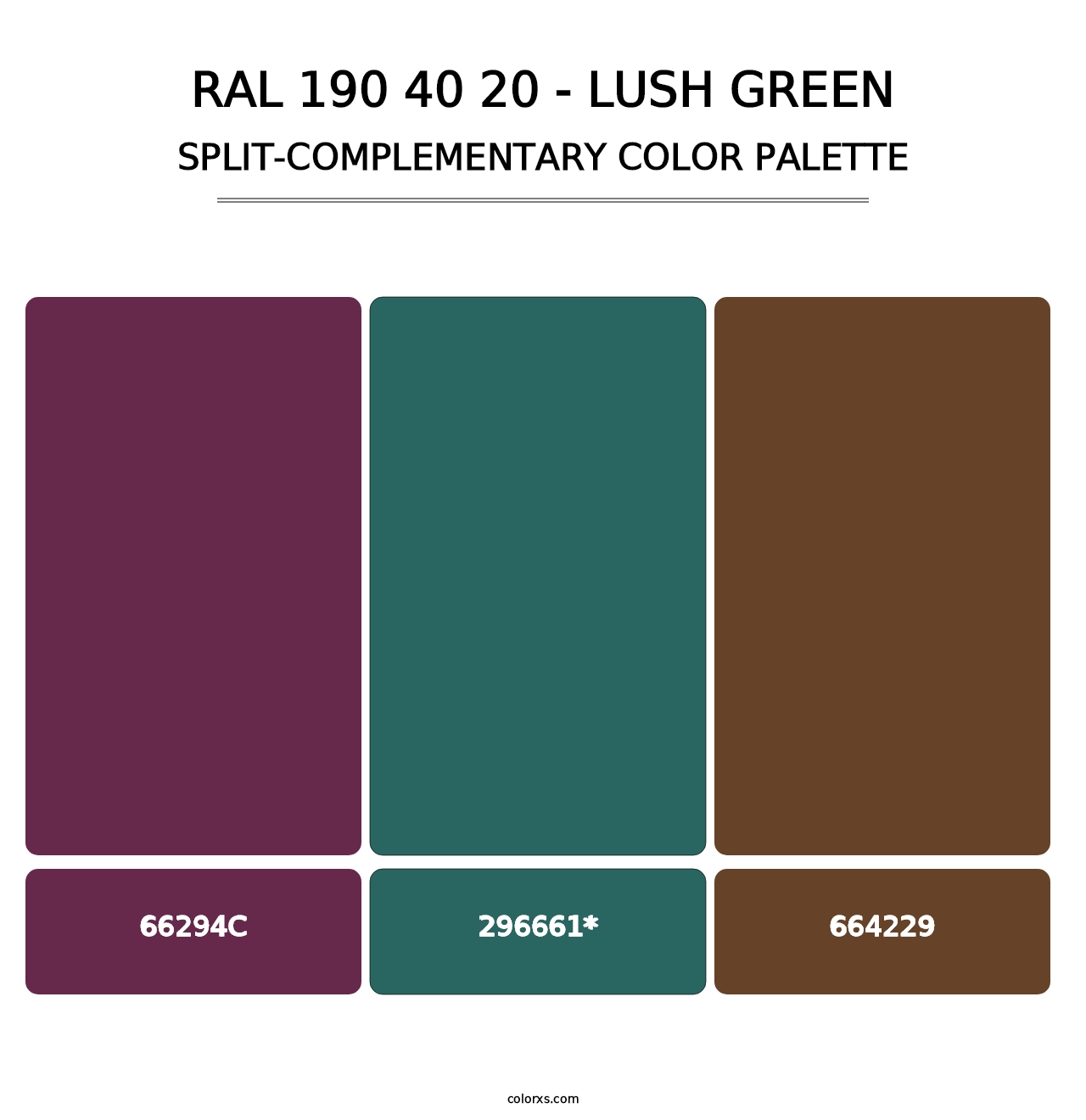 RAL 190 40 20 - Lush Green - Split-Complementary Color Palette