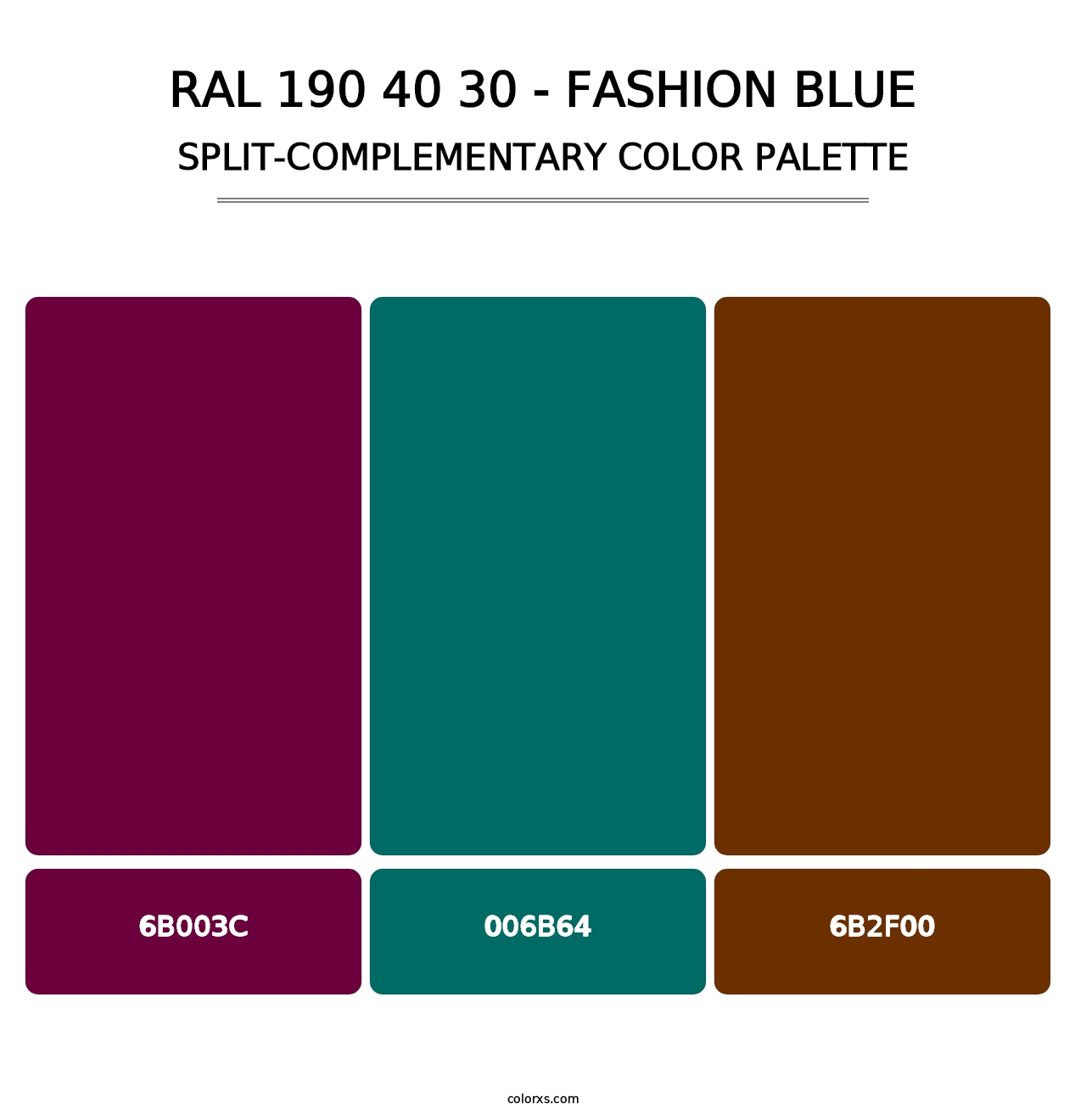 RAL 190 40 30 - Fashion Blue - Split-Complementary Color Palette