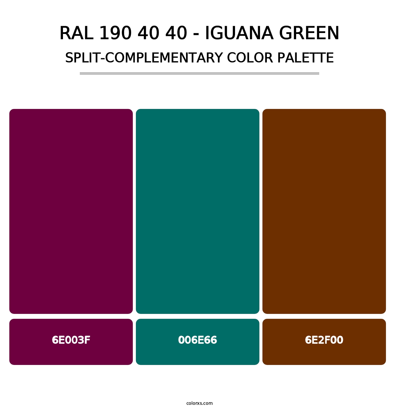 RAL 190 40 40 - Iguana Green - Split-Complementary Color Palette