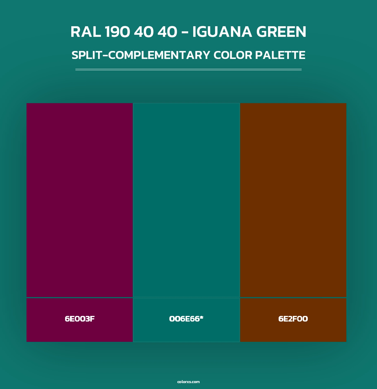 RAL 190 40 40 - Iguana Green - Split-Complementary Color Palette