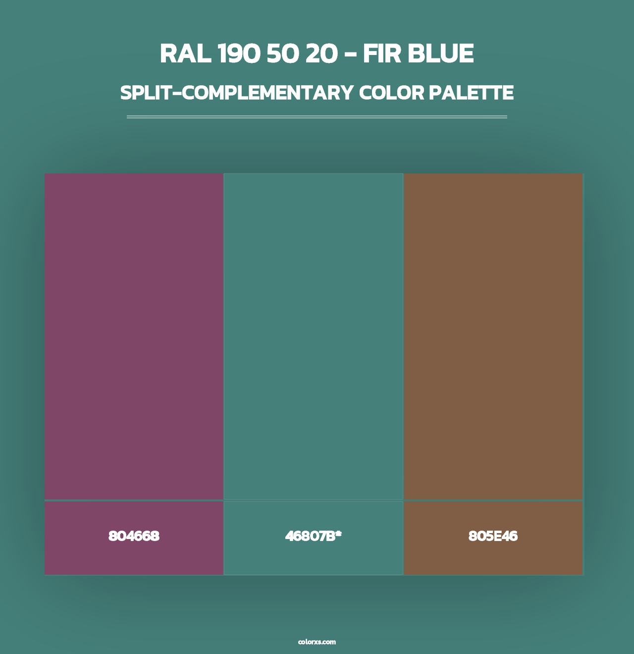 RAL 190 50 20 - Fir Blue - Split-Complementary Color Palette
