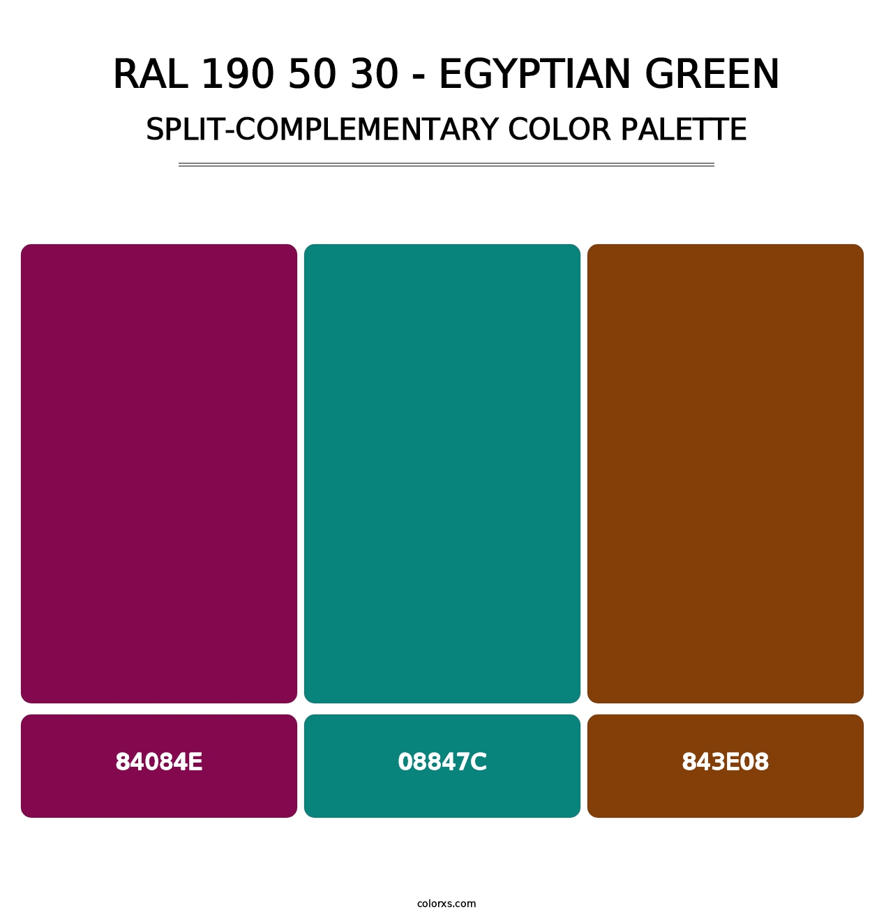 RAL 190 50 30 - Egyptian Green - Split-Complementary Color Palette