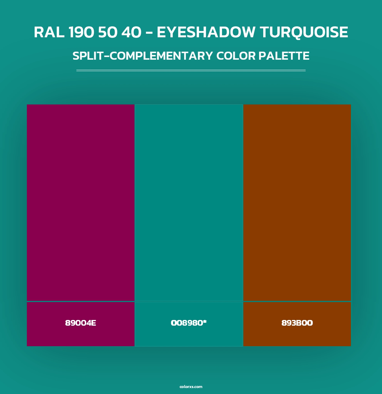 RAL 190 50 40 - Eyeshadow Turquoise - Split-Complementary Color Palette