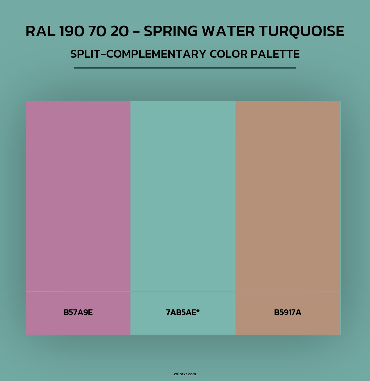 RAL 190 70 20 - Spring Water Turquoise - Split-Complementary Color Palette