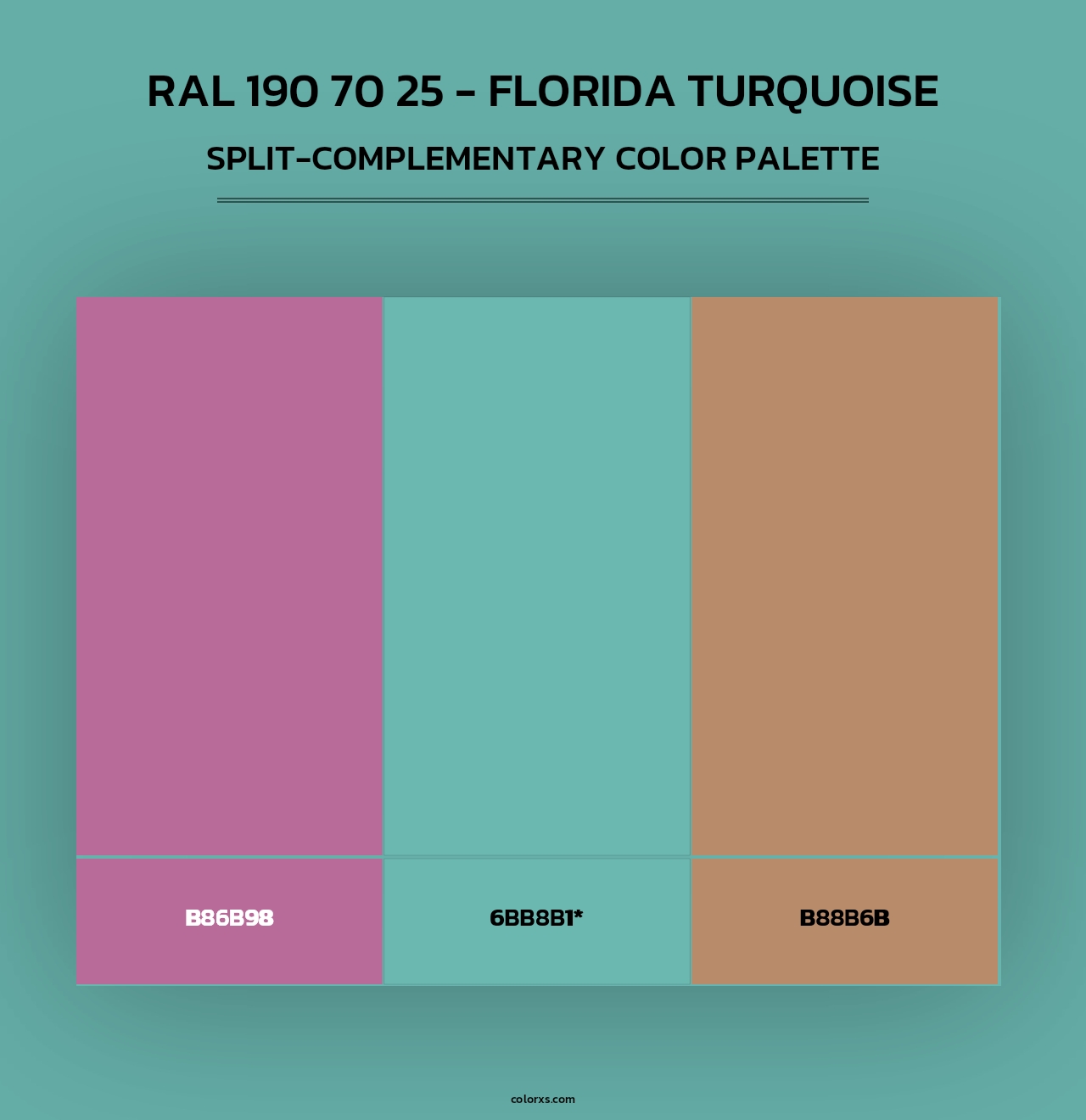 RAL 190 70 25 - Florida Turquoise - Split-Complementary Color Palette