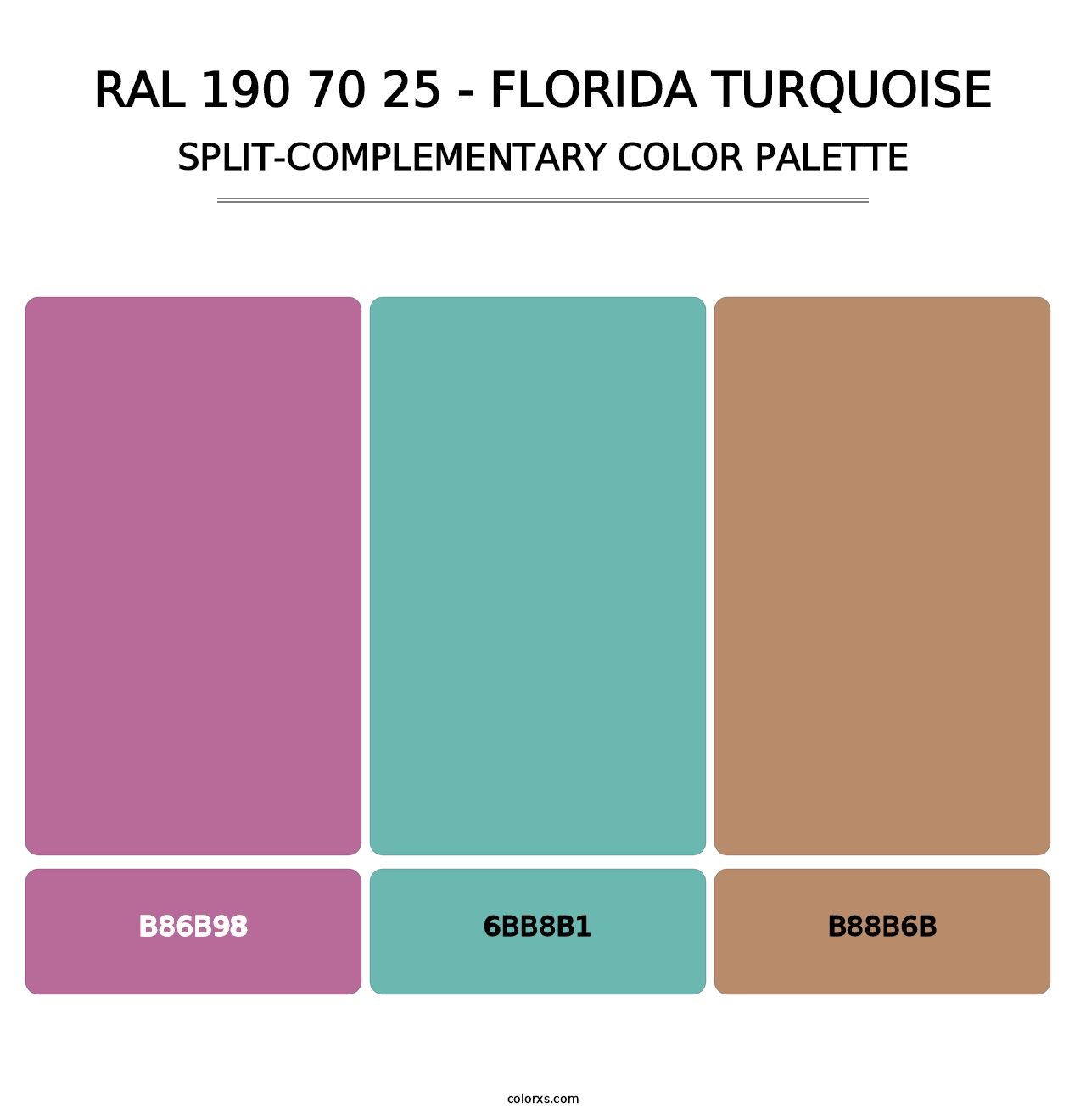 RAL 190 70 25 - Florida Turquoise - Split-Complementary Color Palette