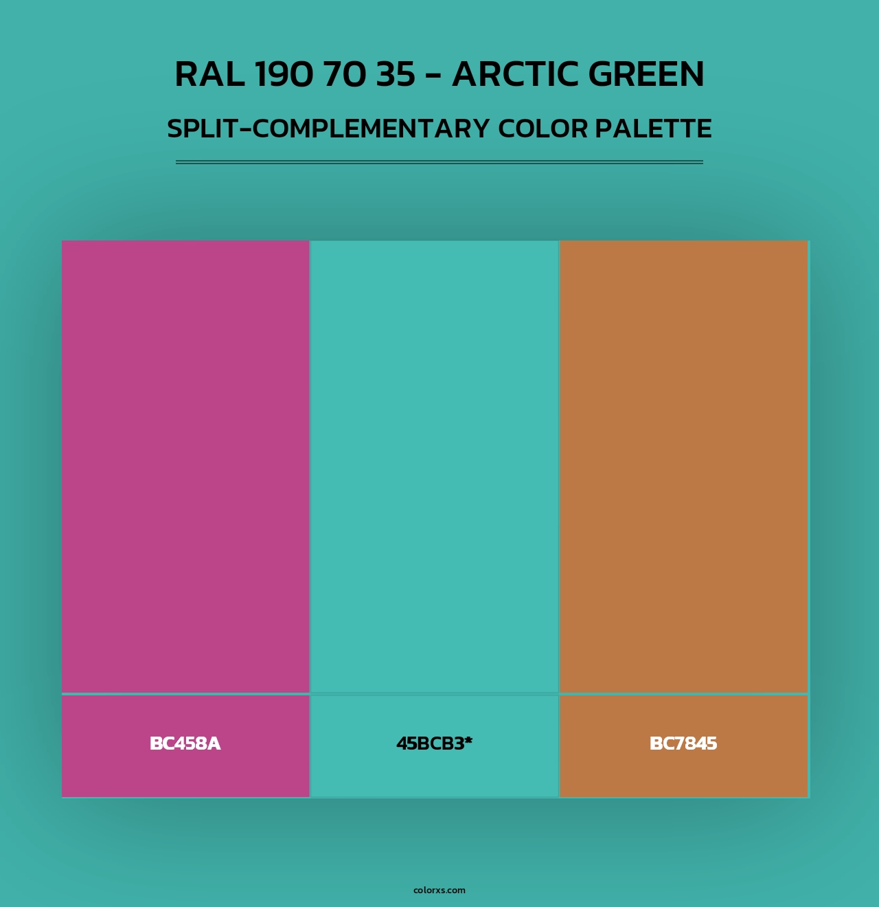 RAL 190 70 35 - Arctic Green - Split-Complementary Color Palette