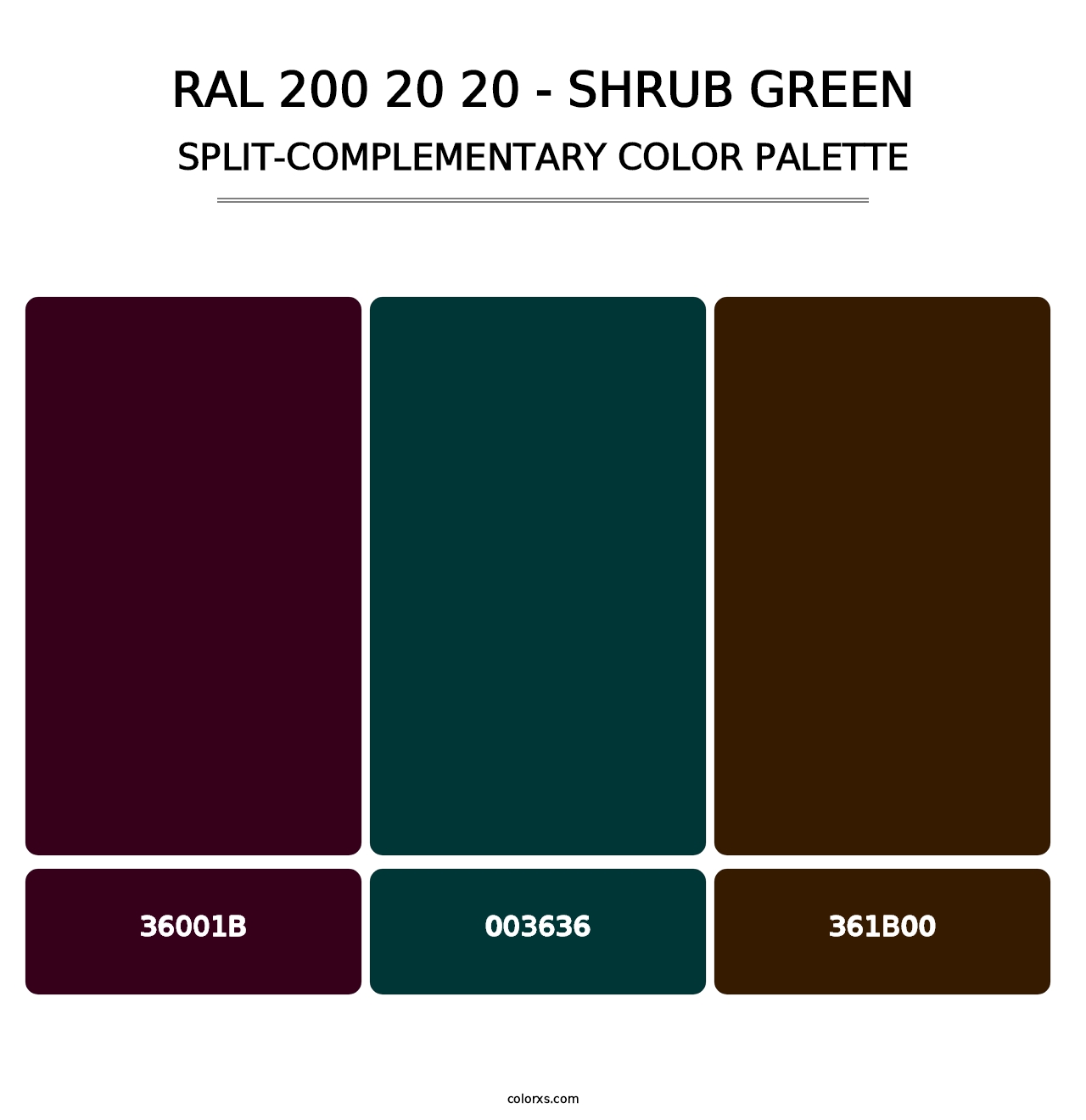 RAL 200 20 20 - Shrub Green - Split-Complementary Color Palette