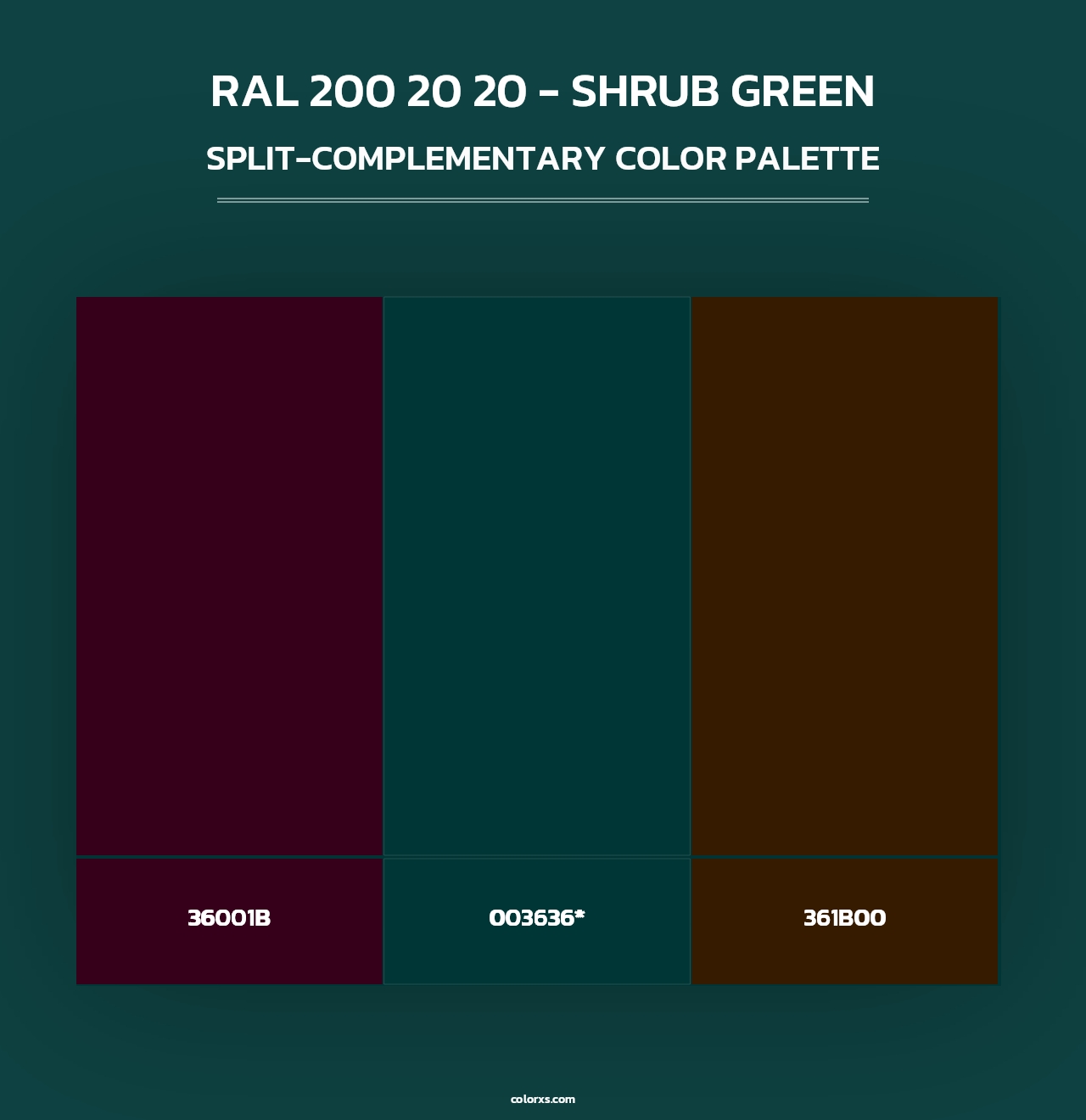 RAL 200 20 20 - Shrub Green - Split-Complementary Color Palette