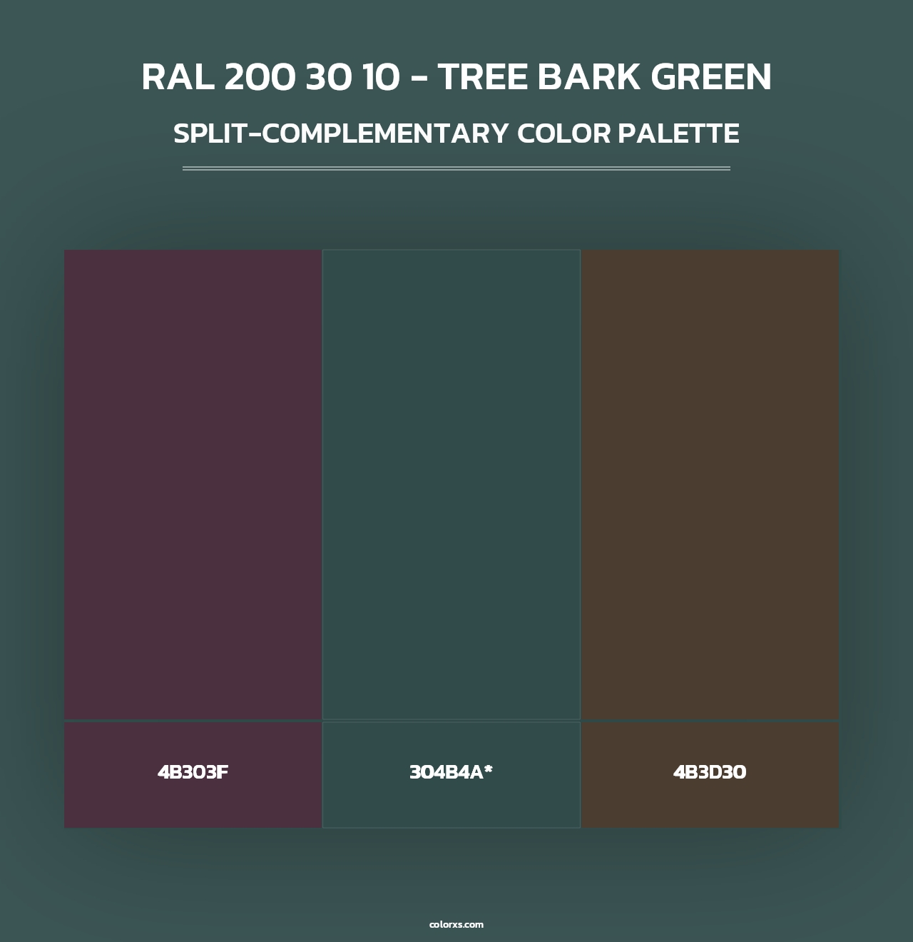 RAL 200 30 10 - Tree Bark Green - Split-Complementary Color Palette