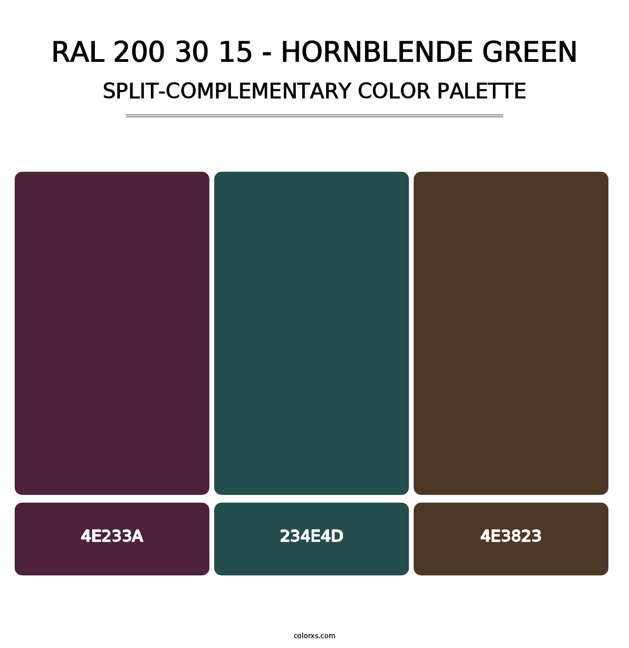 RAL 200 30 15 - Hornblende Green - Split-Complementary Color Palette