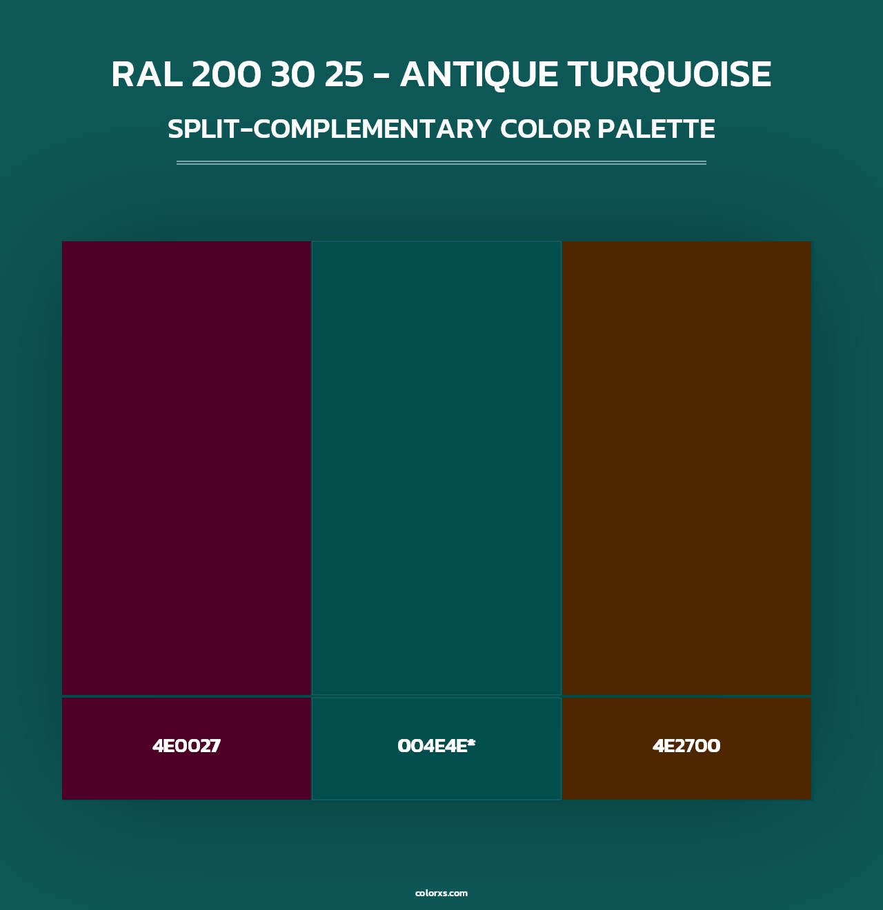 RAL 200 30 25 - Antique Turquoise - Split-Complementary Color Palette