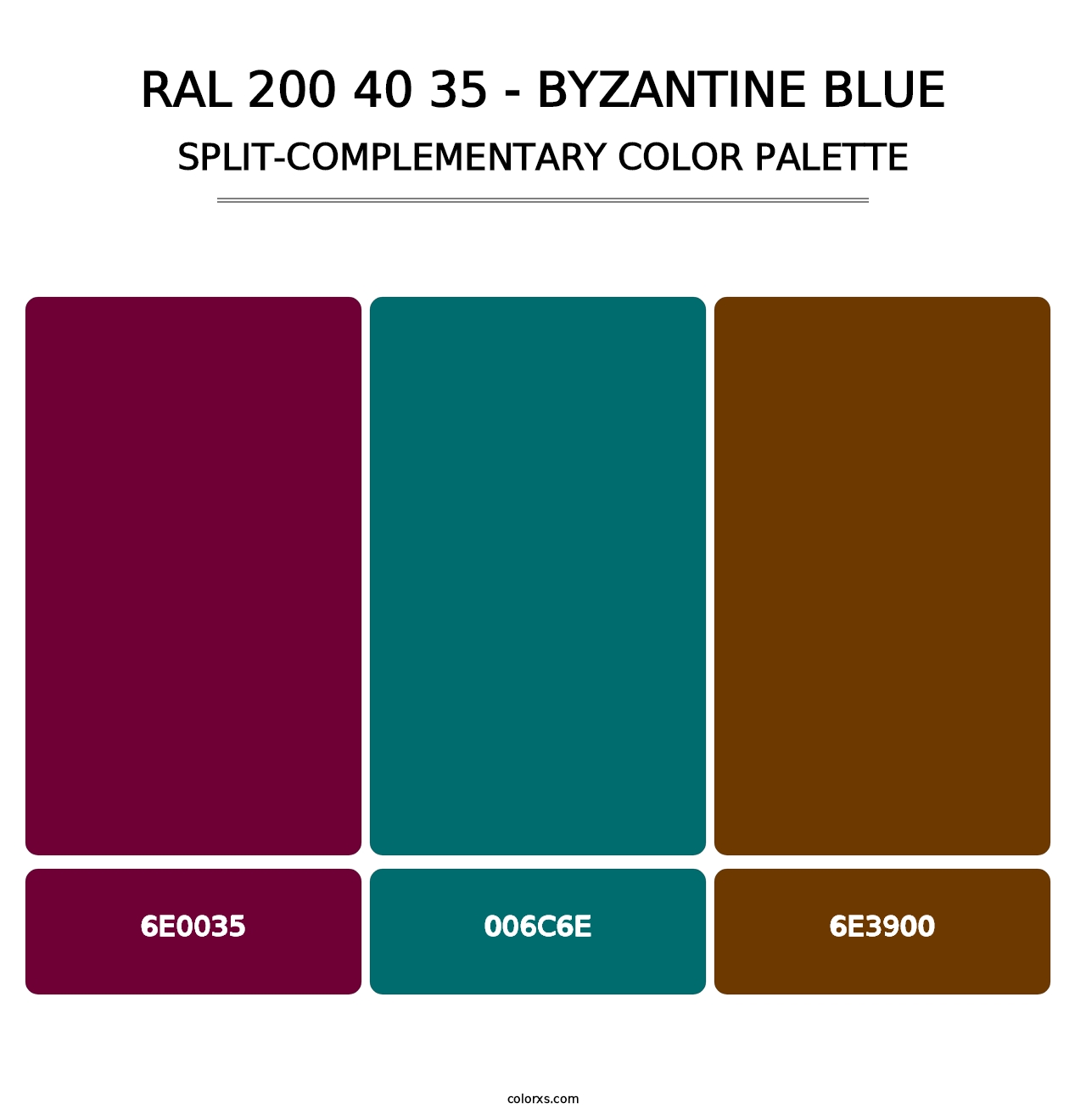 RAL 200 40 35 - Byzantine Blue - Split-Complementary Color Palette