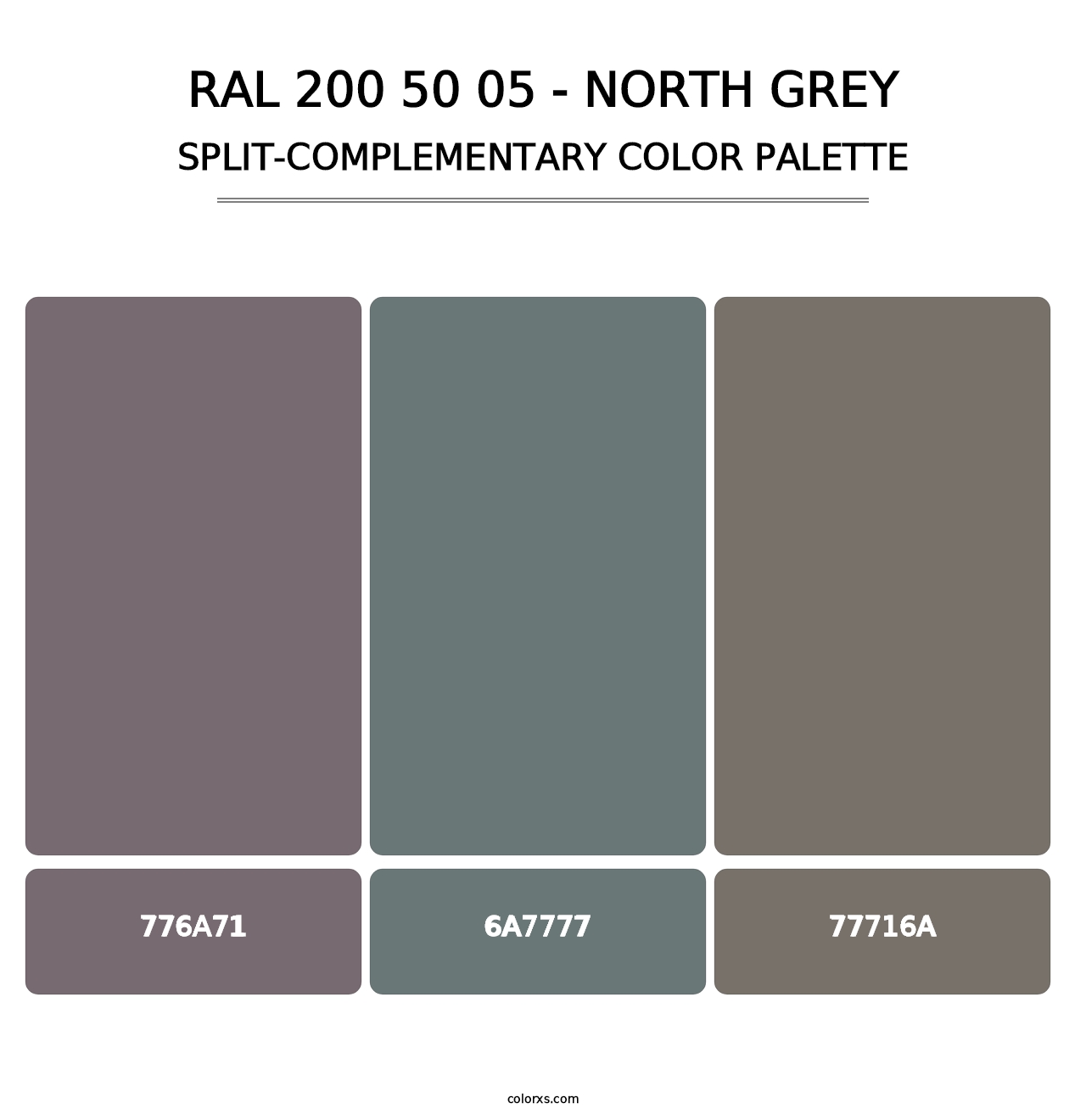RAL 200 50 05 - North Grey - Split-Complementary Color Palette