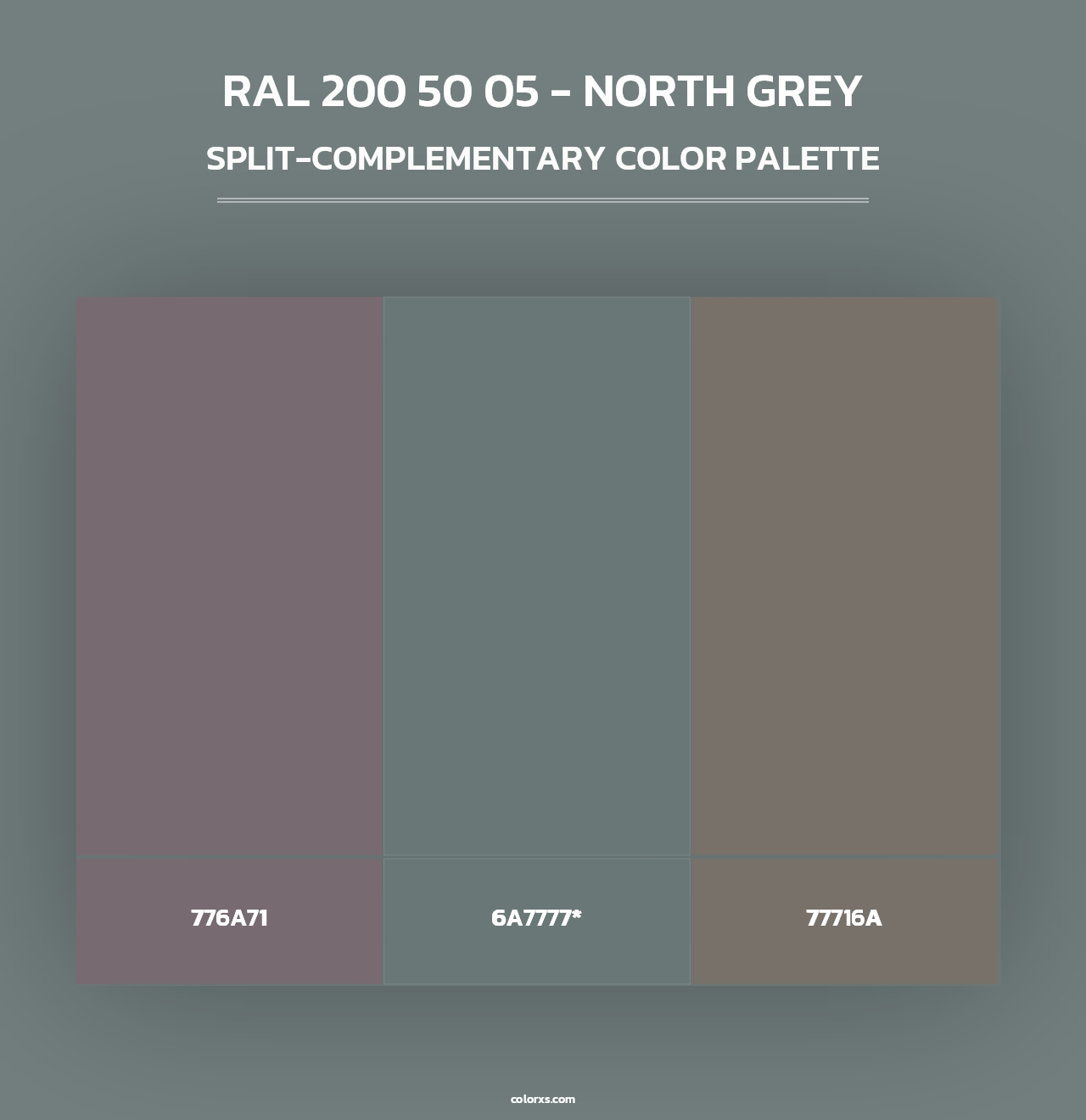RAL 200 50 05 - North Grey - Split-Complementary Color Palette