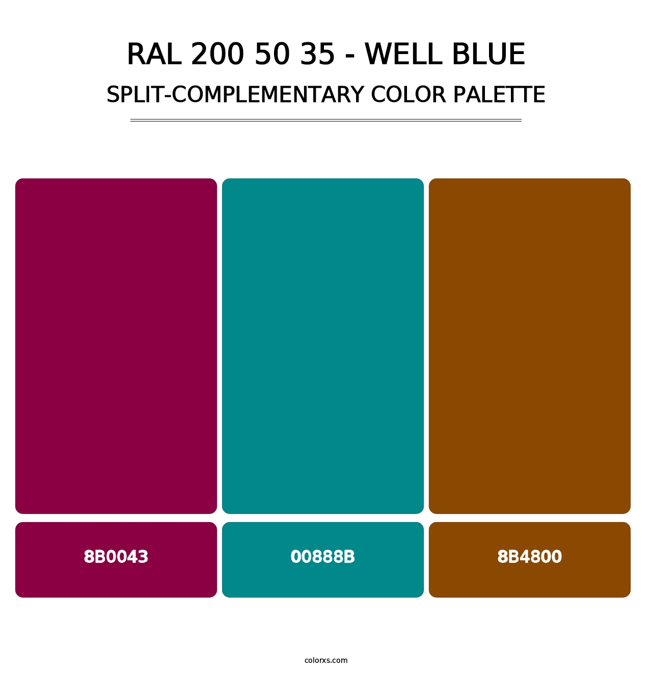 RAL 200 50 35 - Well Blue - Split-Complementary Color Palette