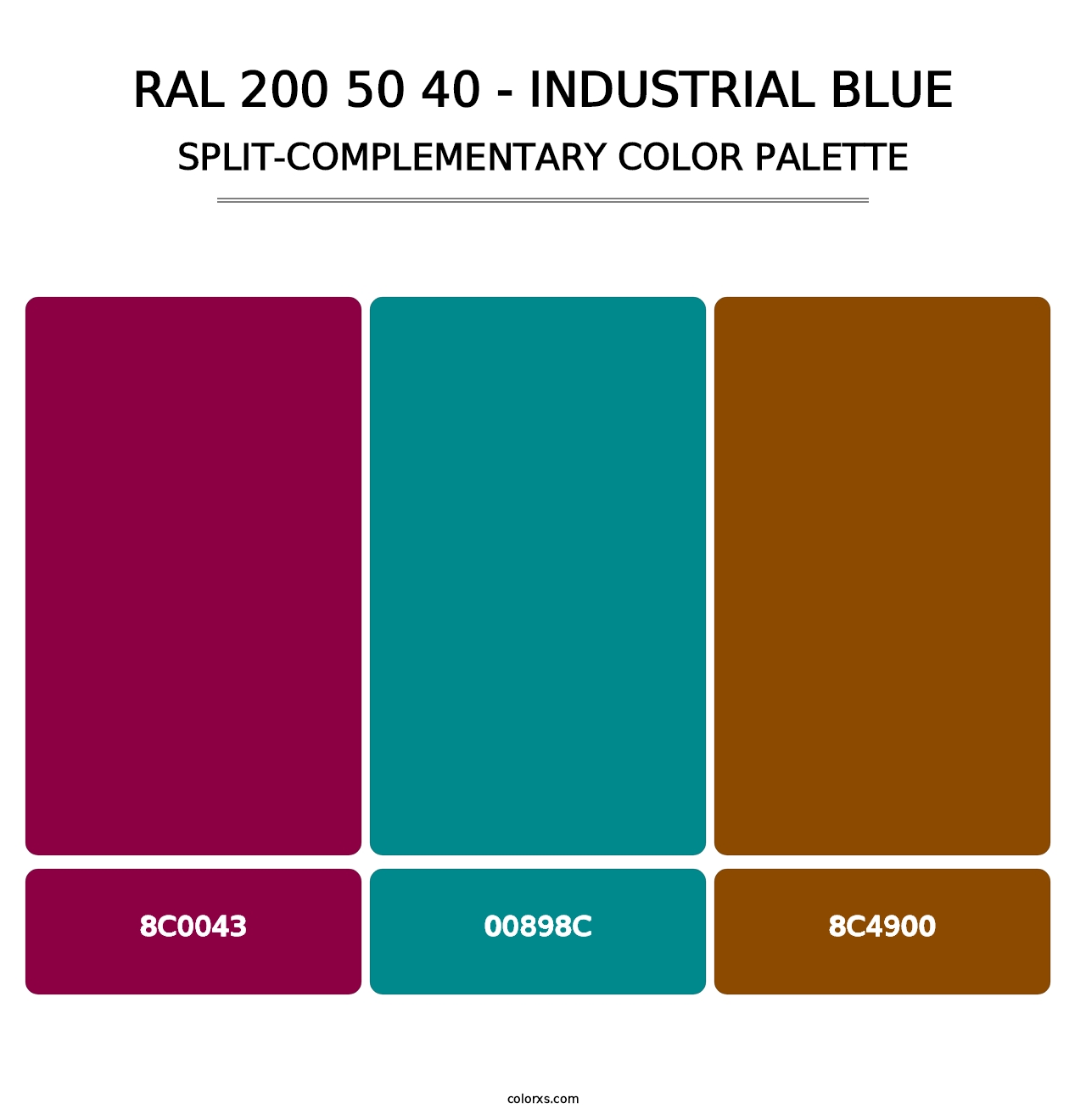 RAL 200 50 40 - Industrial Blue - Split-Complementary Color Palette