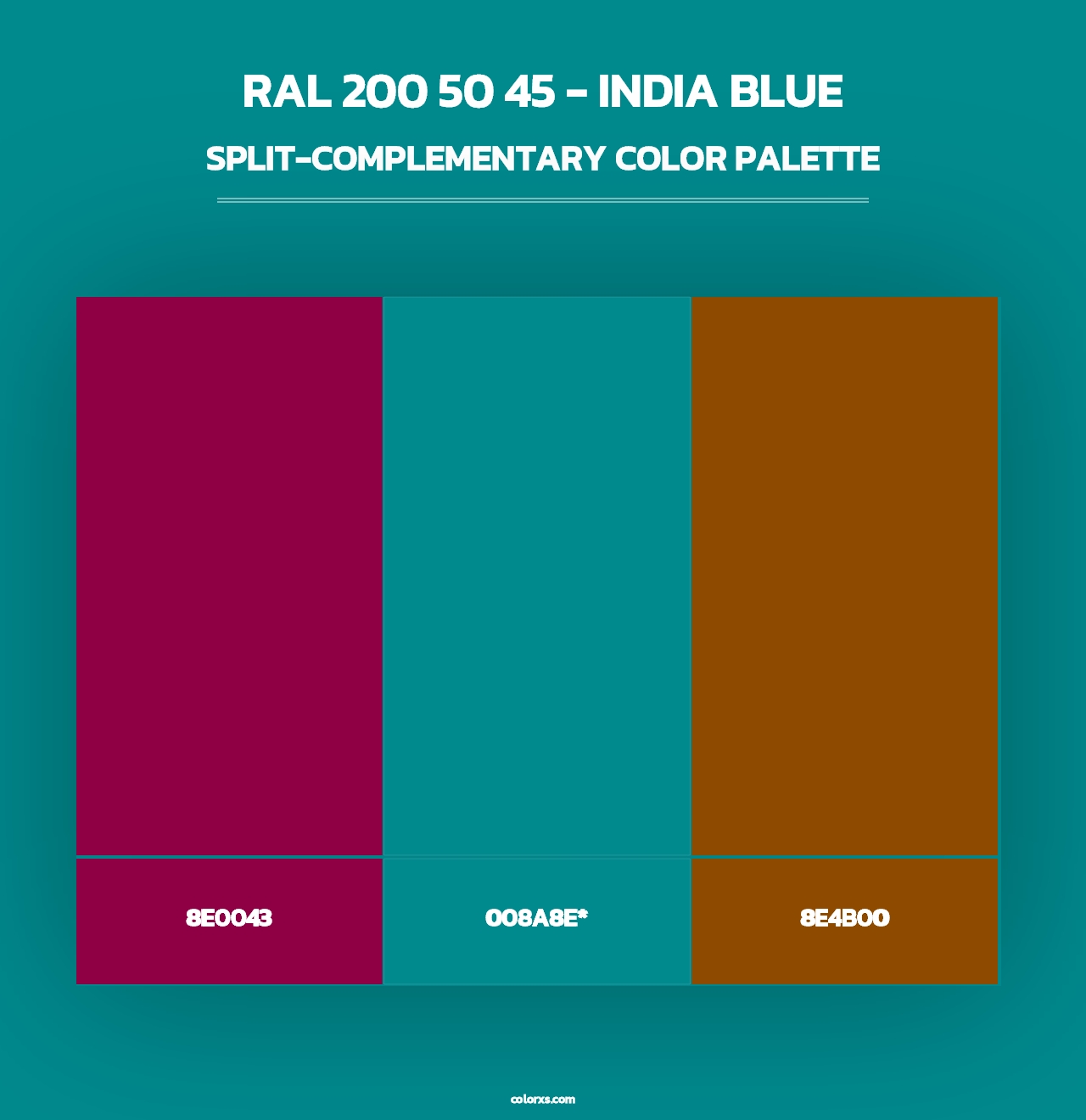 RAL 200 50 45 - India Blue - Split-Complementary Color Palette