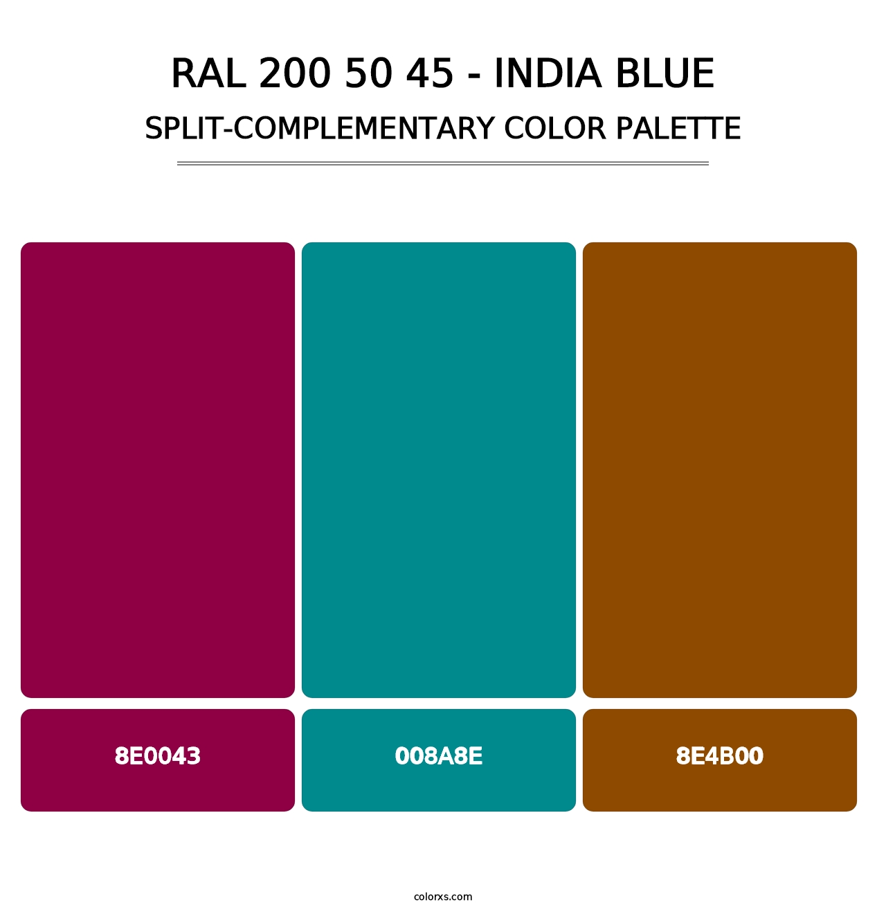 RAL 200 50 45 - India Blue - Split-Complementary Color Palette