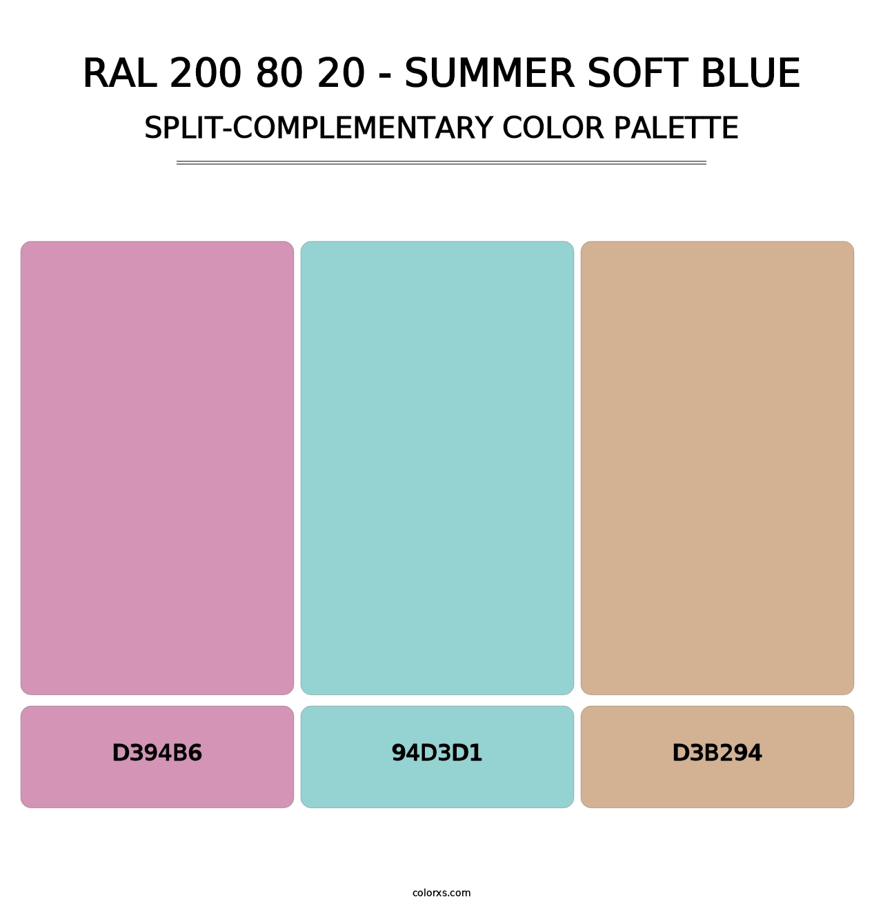 RAL 200 80 20 - Summer Soft Blue - Split-Complementary Color Palette