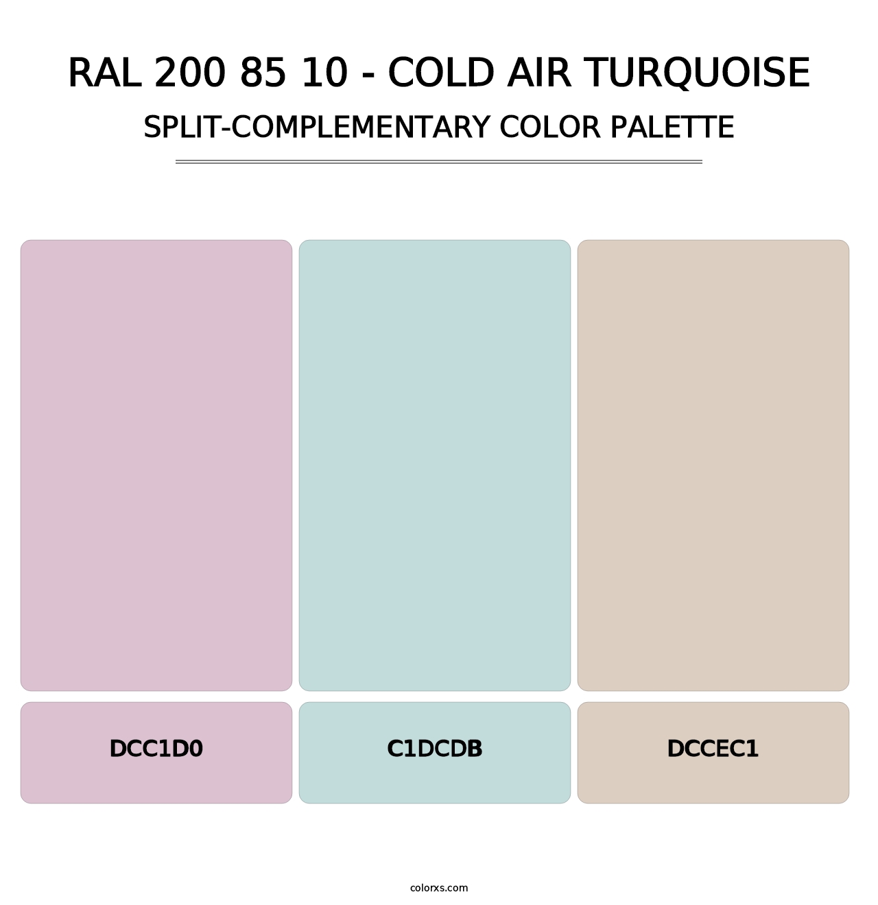RAL 200 85 10 - Cold Air Turquoise - Split-Complementary Color Palette